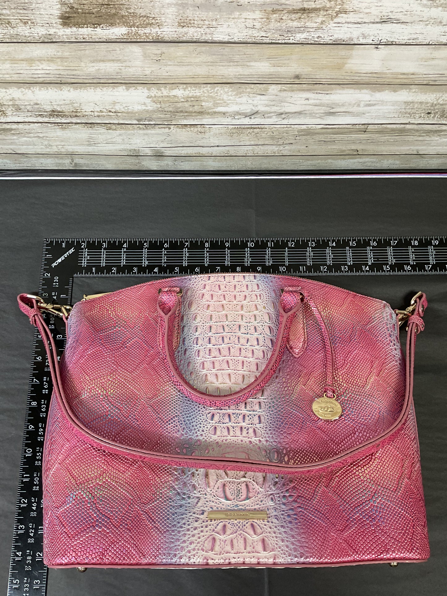 Handbag Designer By Brahmin In Pink & Purple, Size:Large