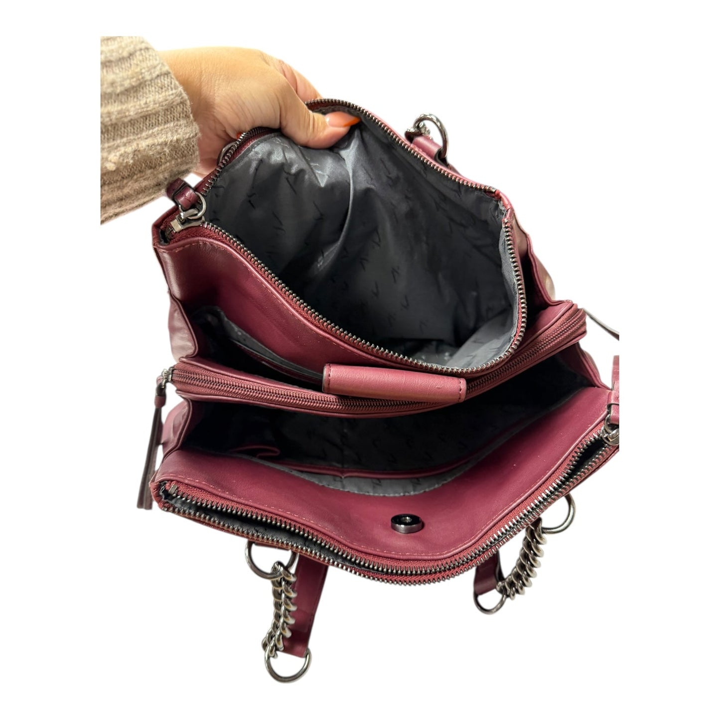 Handbag By Simply Vera In Maroon, Size:Large