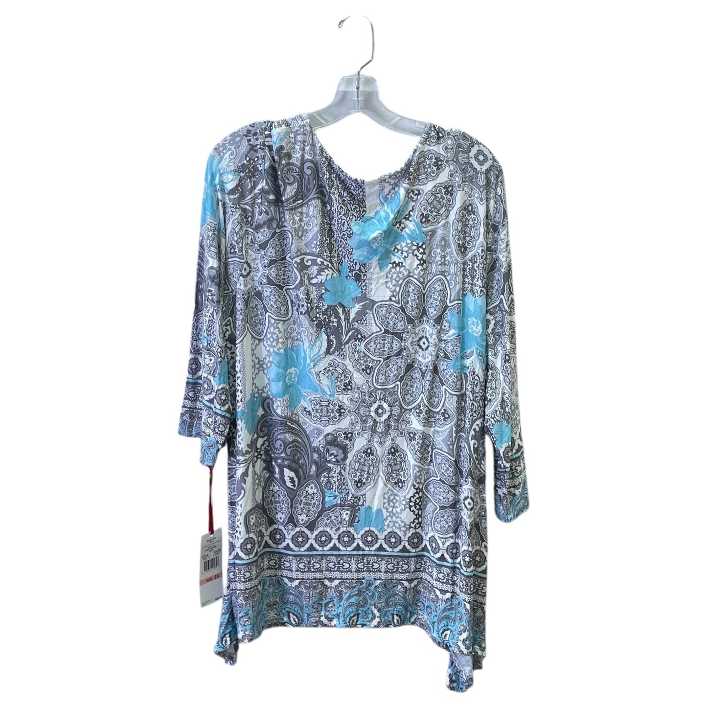 Top 3/4 Sleeve By Ruby Rd In Blue & Grey, Size:2X