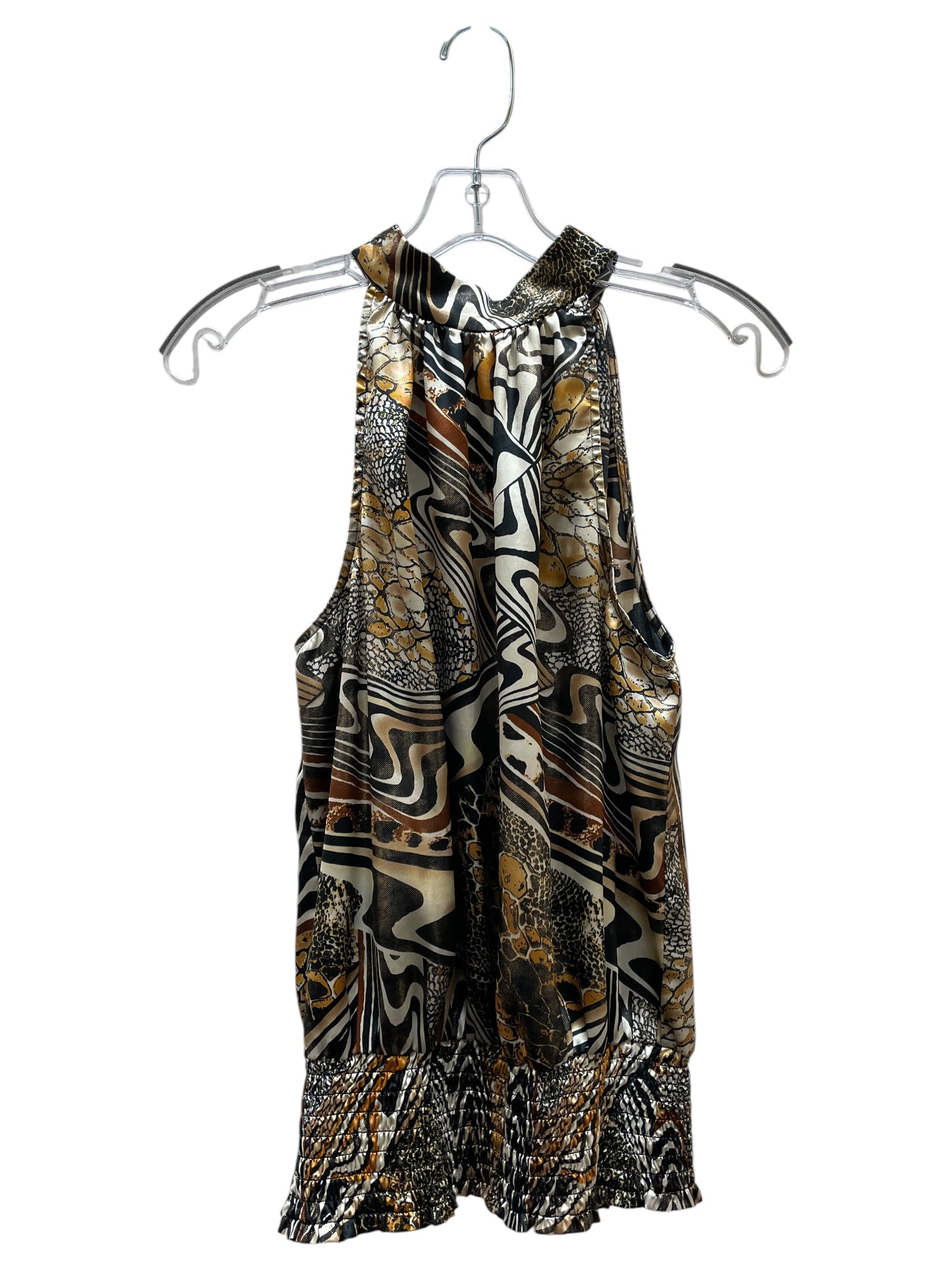 Blouse Sleeveless By Cache In Black & Gold, Size:M