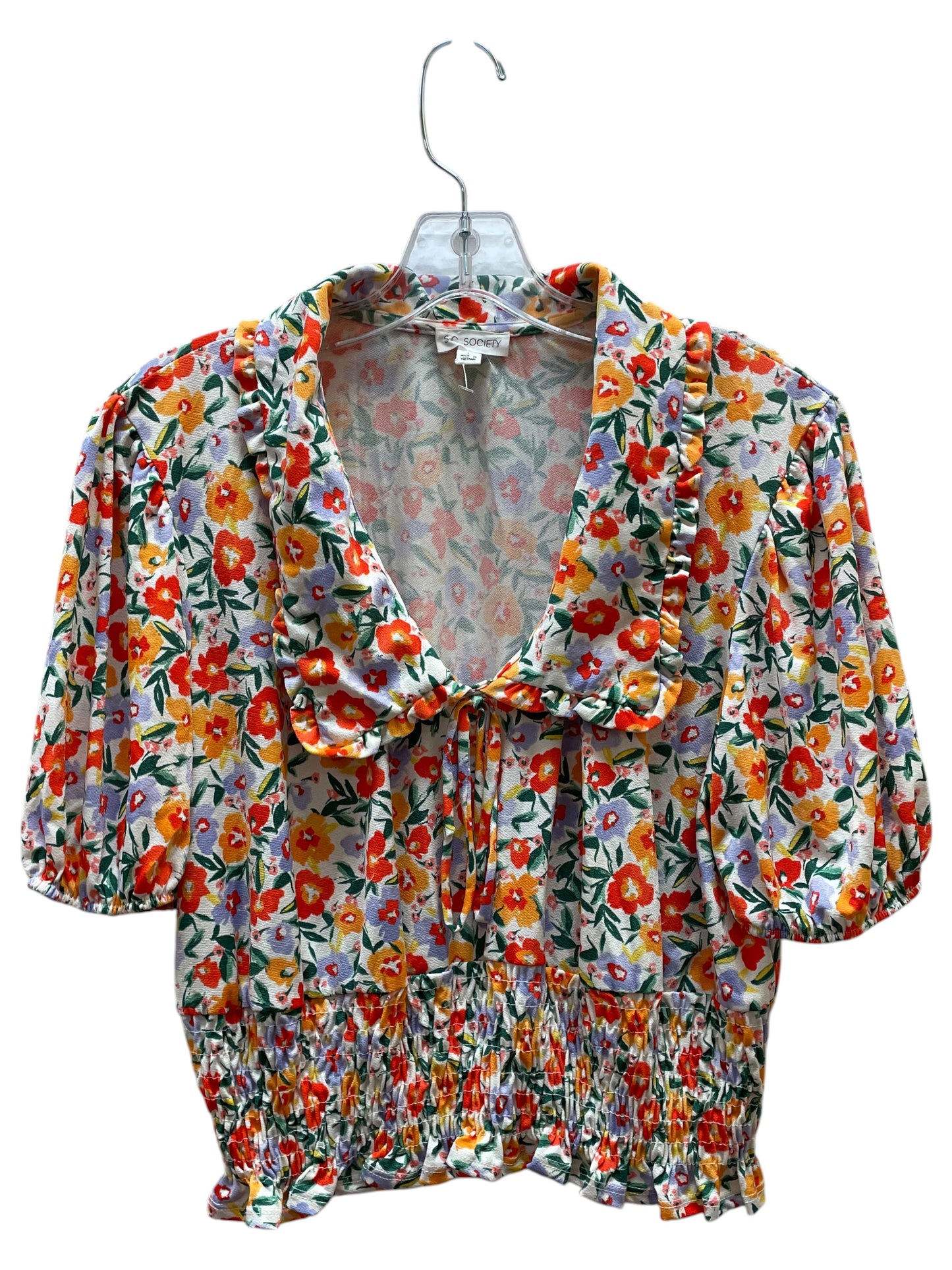Top 3/4 Sleeve By S.C. Society In Floral Print, Size:L