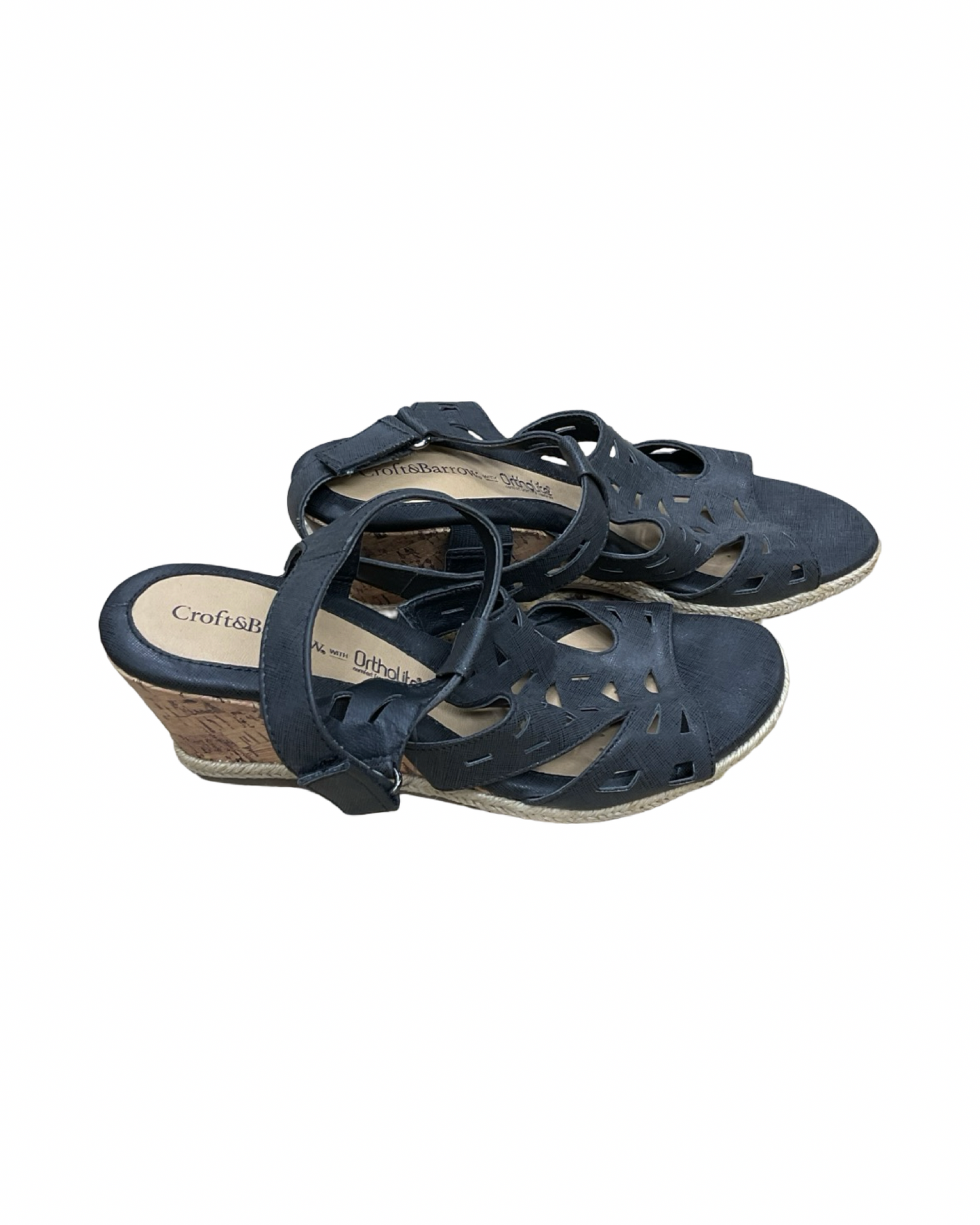 Sandals Heels Wedge By Croft And Barrow In Black, Size:7.5