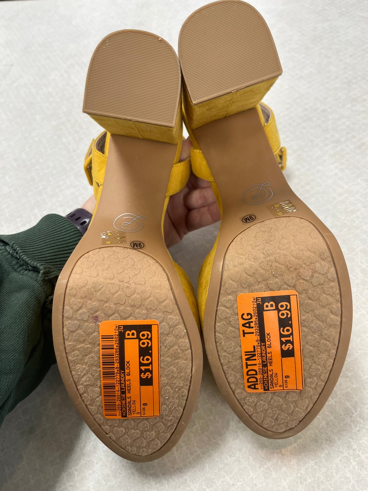 Sandals Heels Block By Chinese Laundry In Yellow, Size:9