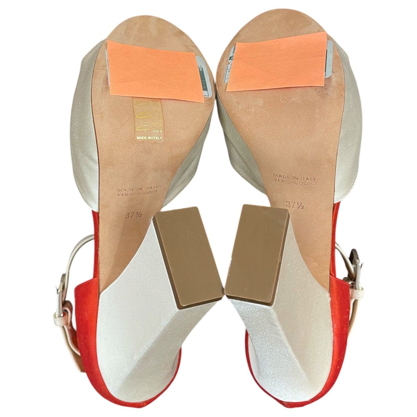 Sandals Heels Platform By Ryan Haber In Cream & Red, Size:7