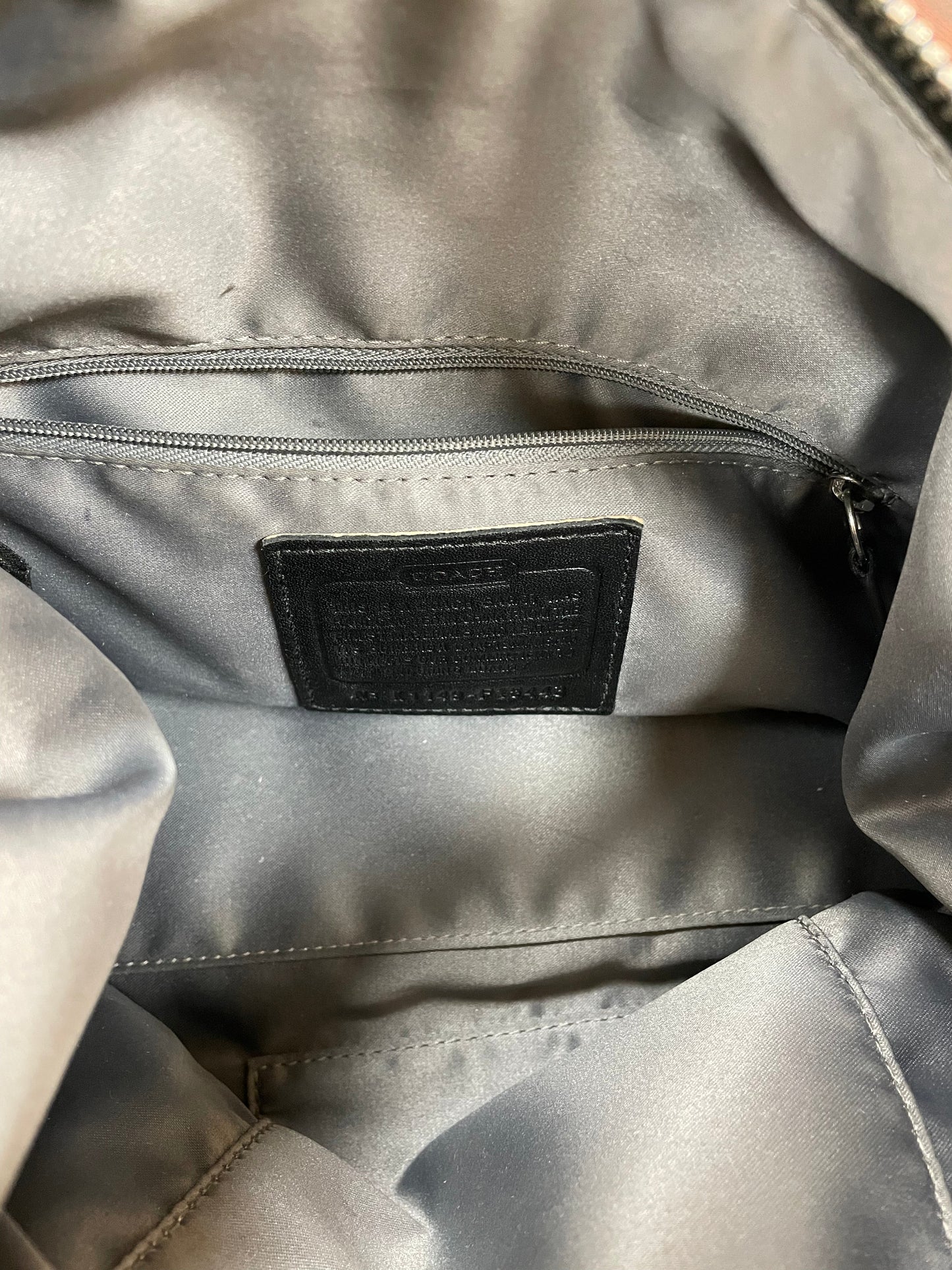 Handbag Designer By Coach In Black & Grey, Size:Medium