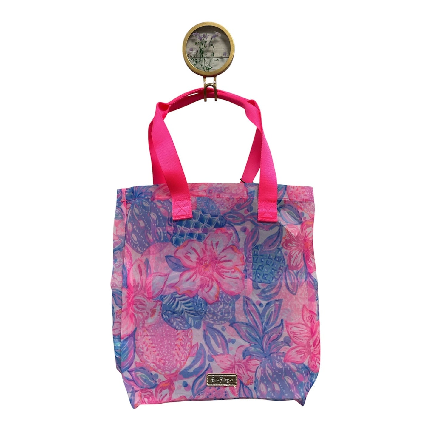 Tote Designer By Lilly Pulitzer In Blue & Pink, Size:Medium