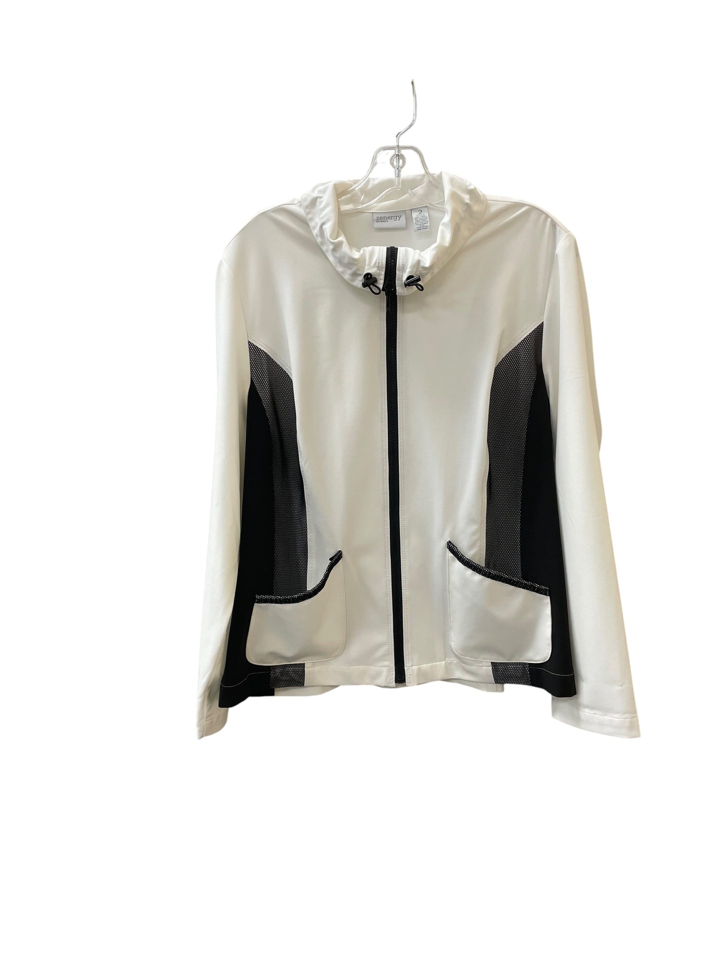 Athletic Jacket By Zenergy By Chicos In Black & White, Size:L