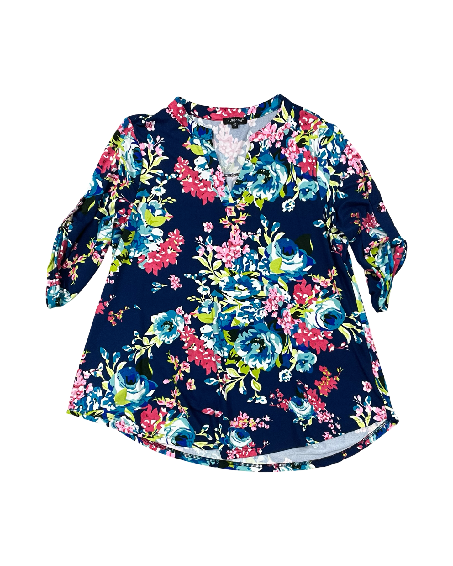 Top Ss By Clothes Mentor In Blue & Red, Size:1X