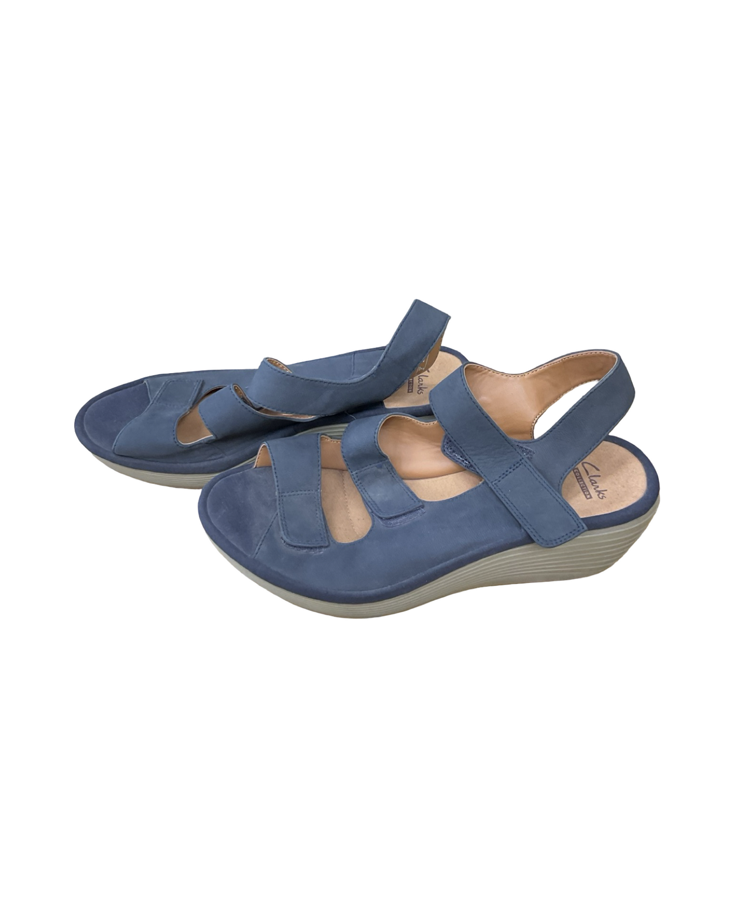Sandals Heels Block By Clarks In Blue, Size:9