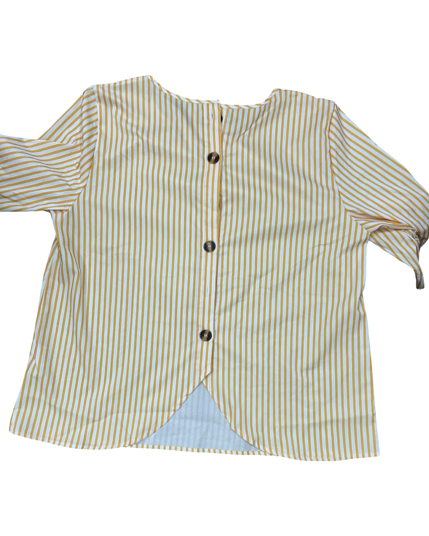 Top 3/4 Sleeve By Clothes Mentor In White & Yellow, Size:Xl