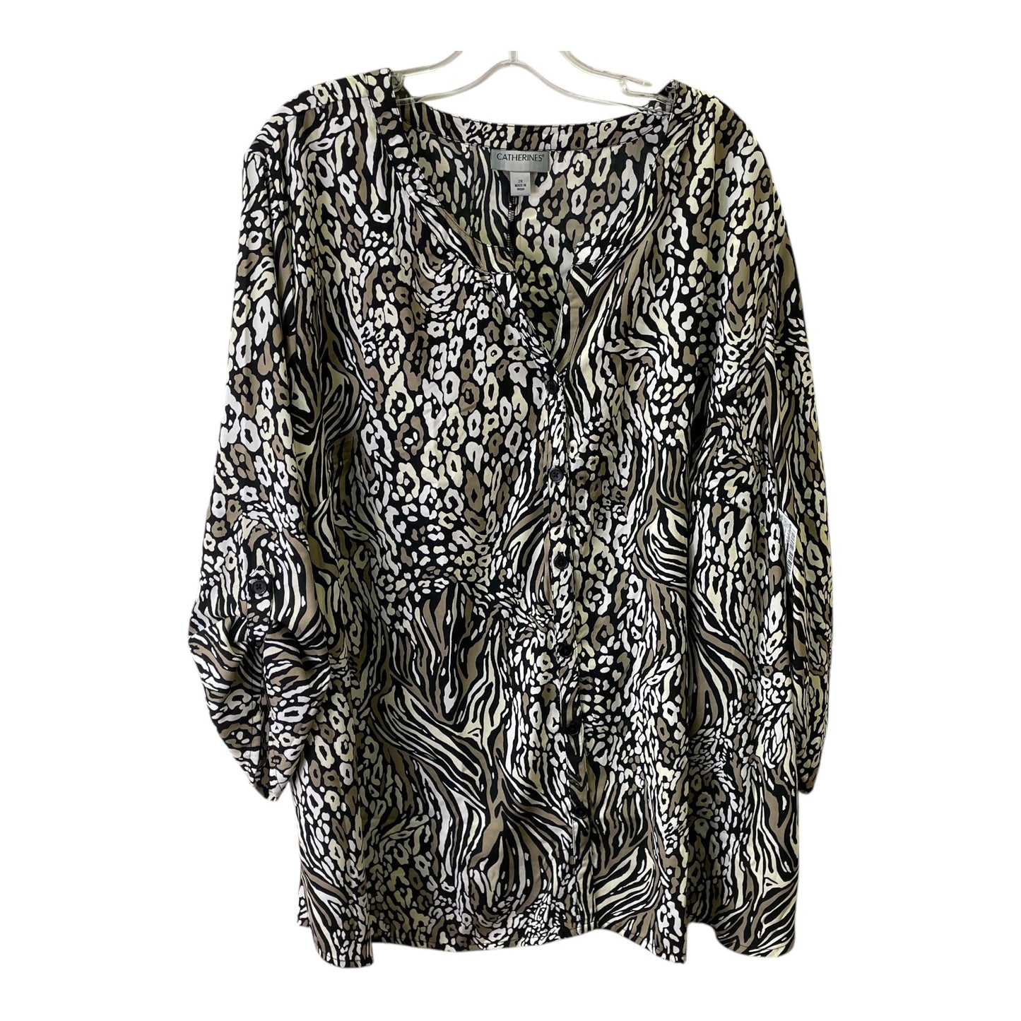 Top 3/4 Sleeve By Catherines In Taupe, Size:2X