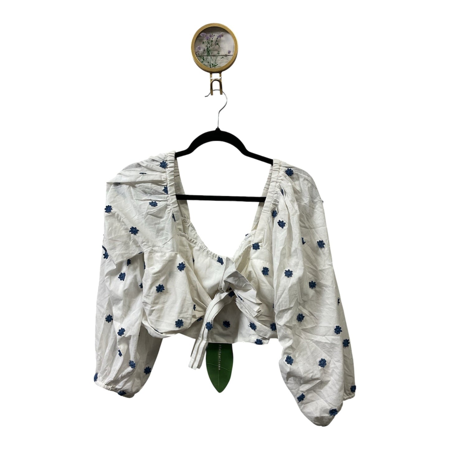 Blouse Ls By Farm Rio In Blue & White, Size:L