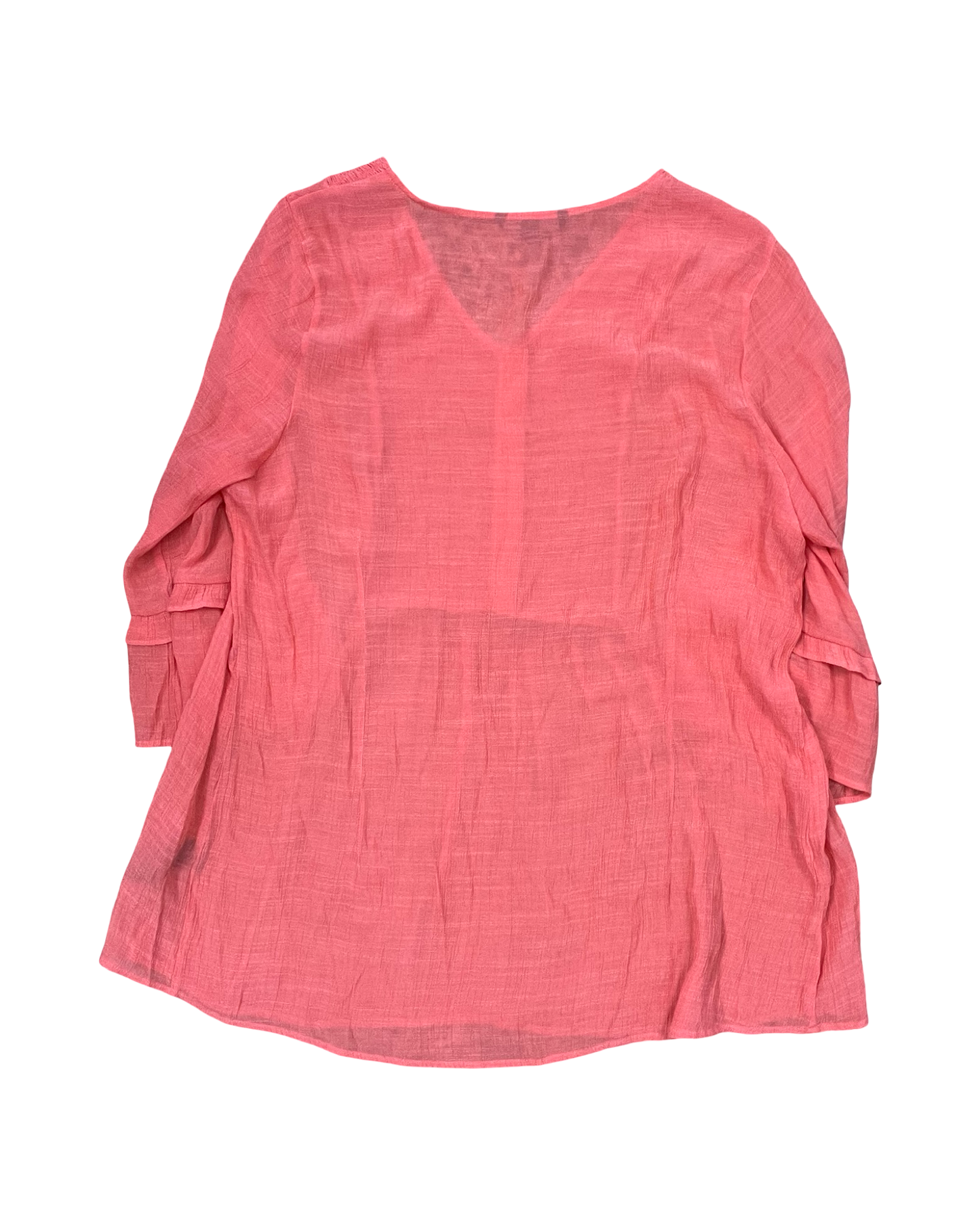 Top 3/4 Sleeve By Zac And Rachel In Coral, Size:1X
