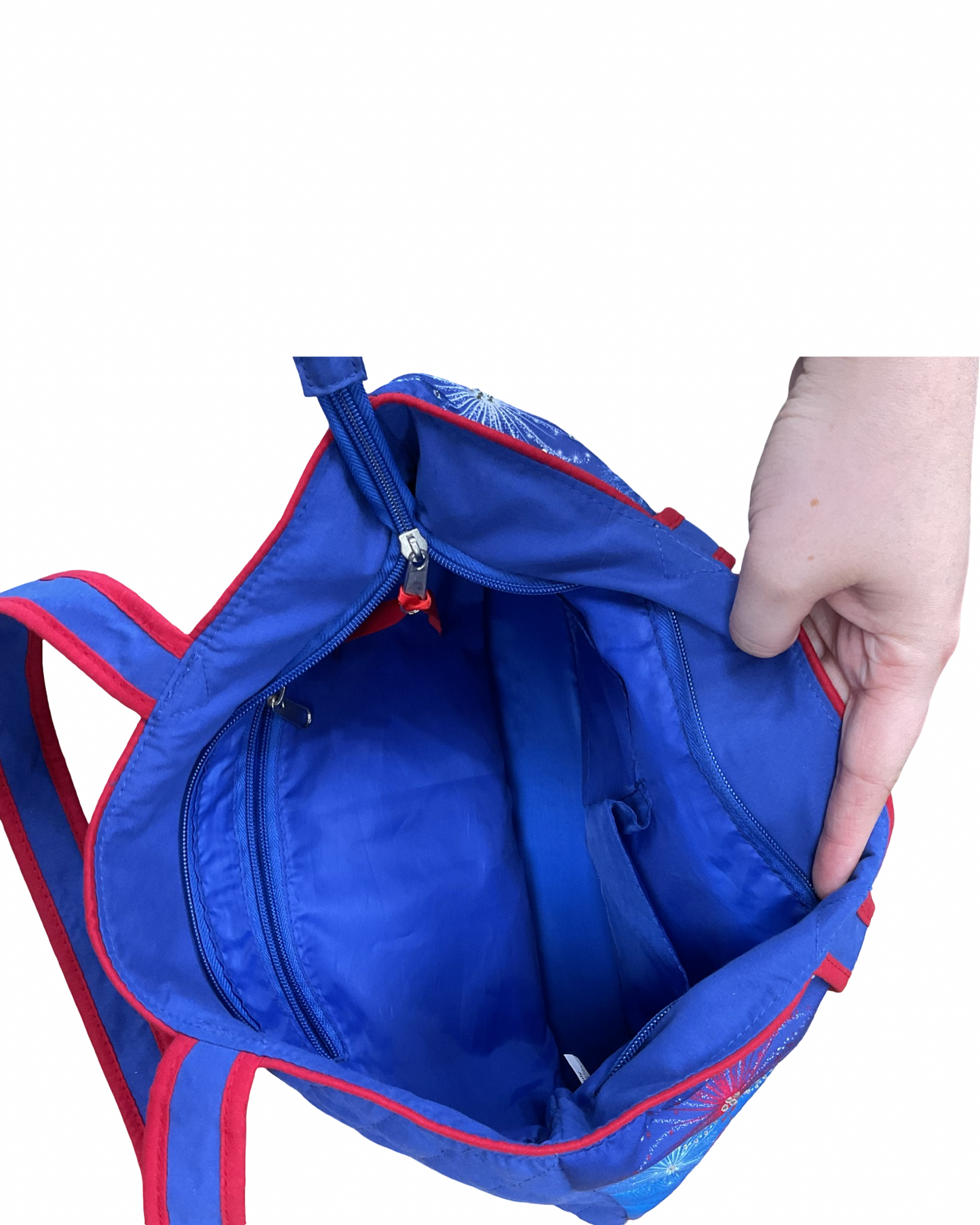 Handbag By Clothes Mentor In Blue Red & White, Size:Medium