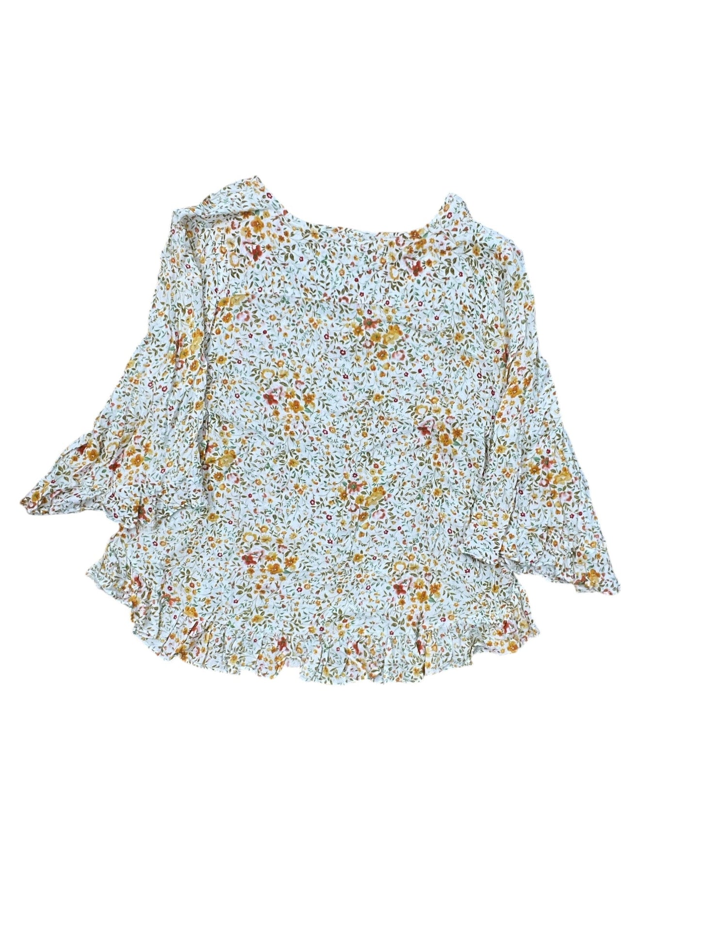 Top Ss By Clothes Mentor In White & Yellow, Size:M