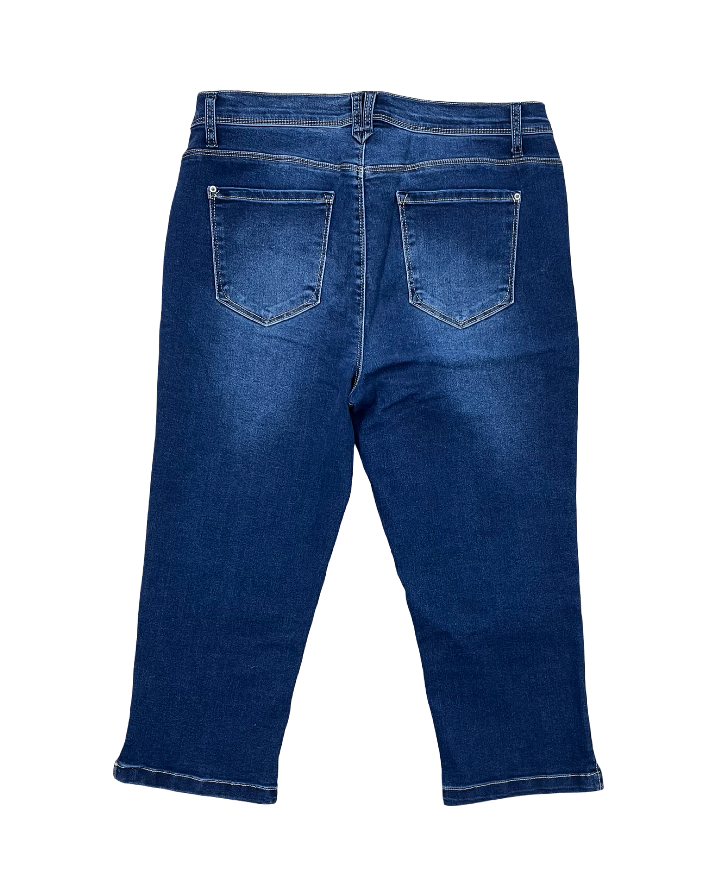 Jeans Cropped By Curve Appeal In Blue Denim, Size:14