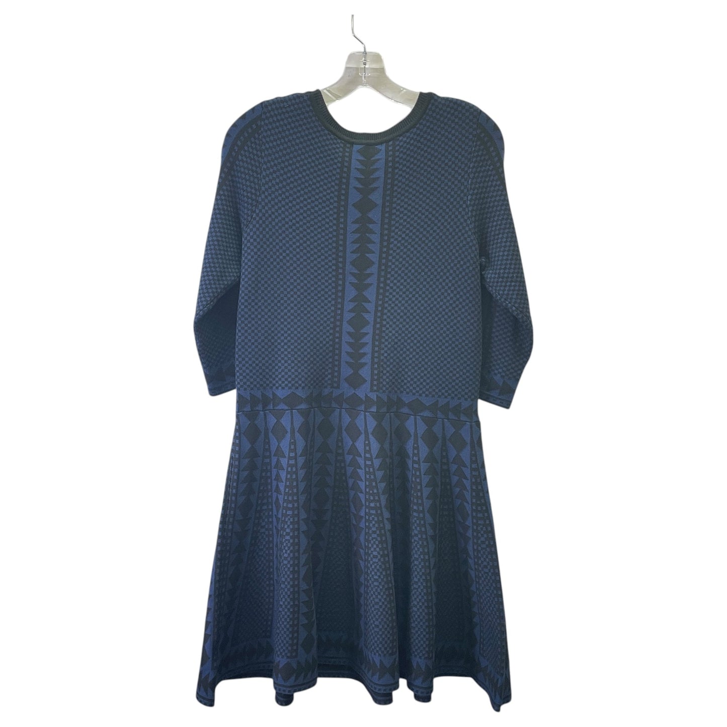 Dress Sweater By Nina Leonard In Black & Blue, Size:Xl