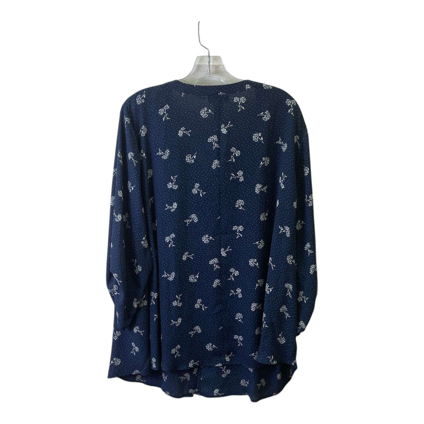 Top 3/4 Sleeve By Catherines In Blue & White, Size:2X