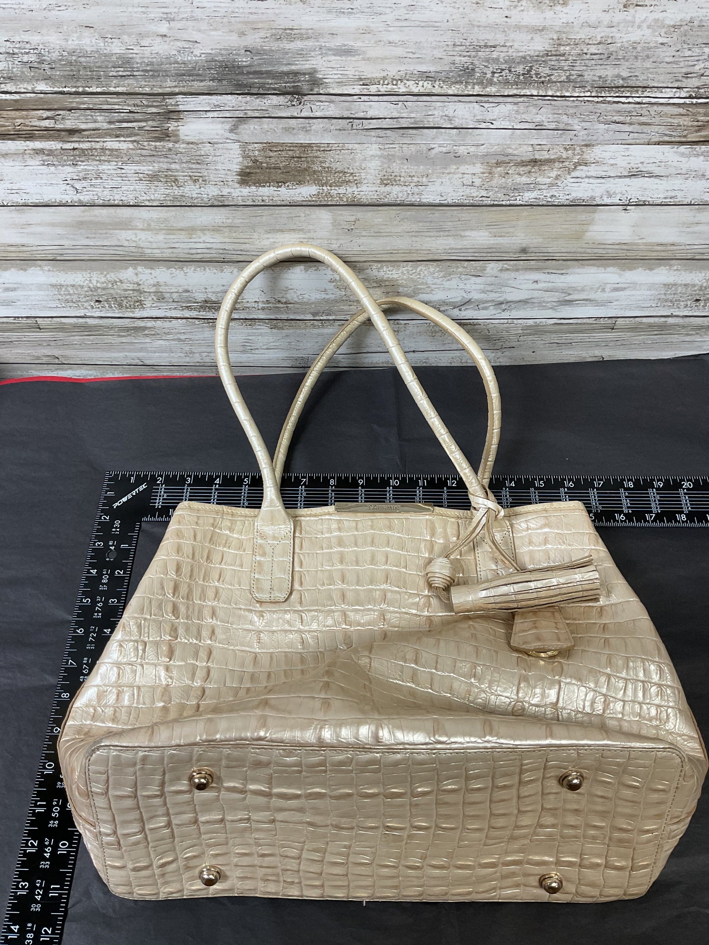 Handbag Designer By Brahmin In Gold, Size:Large