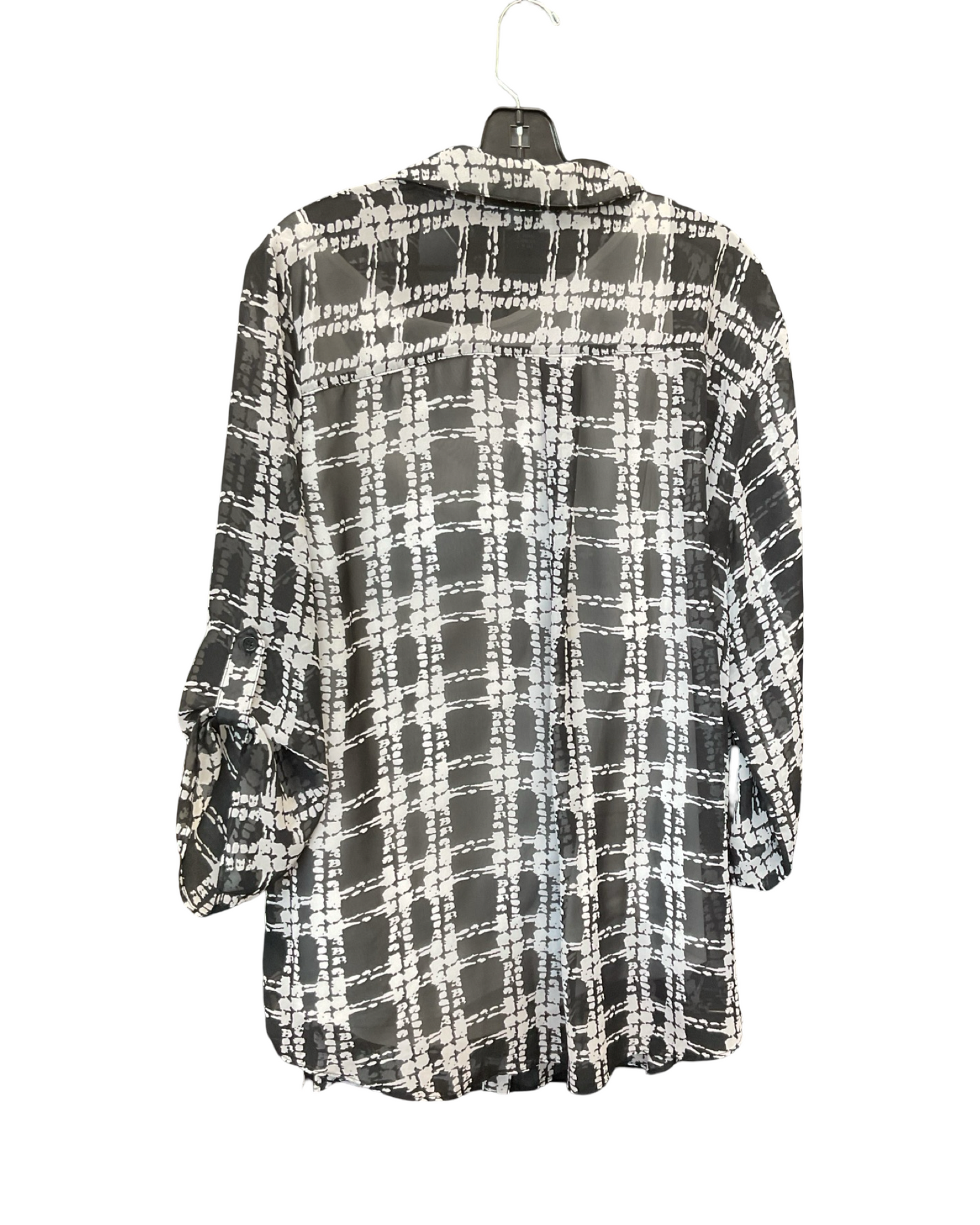 Blouse Ls By Agb In Black & White, Size:2X