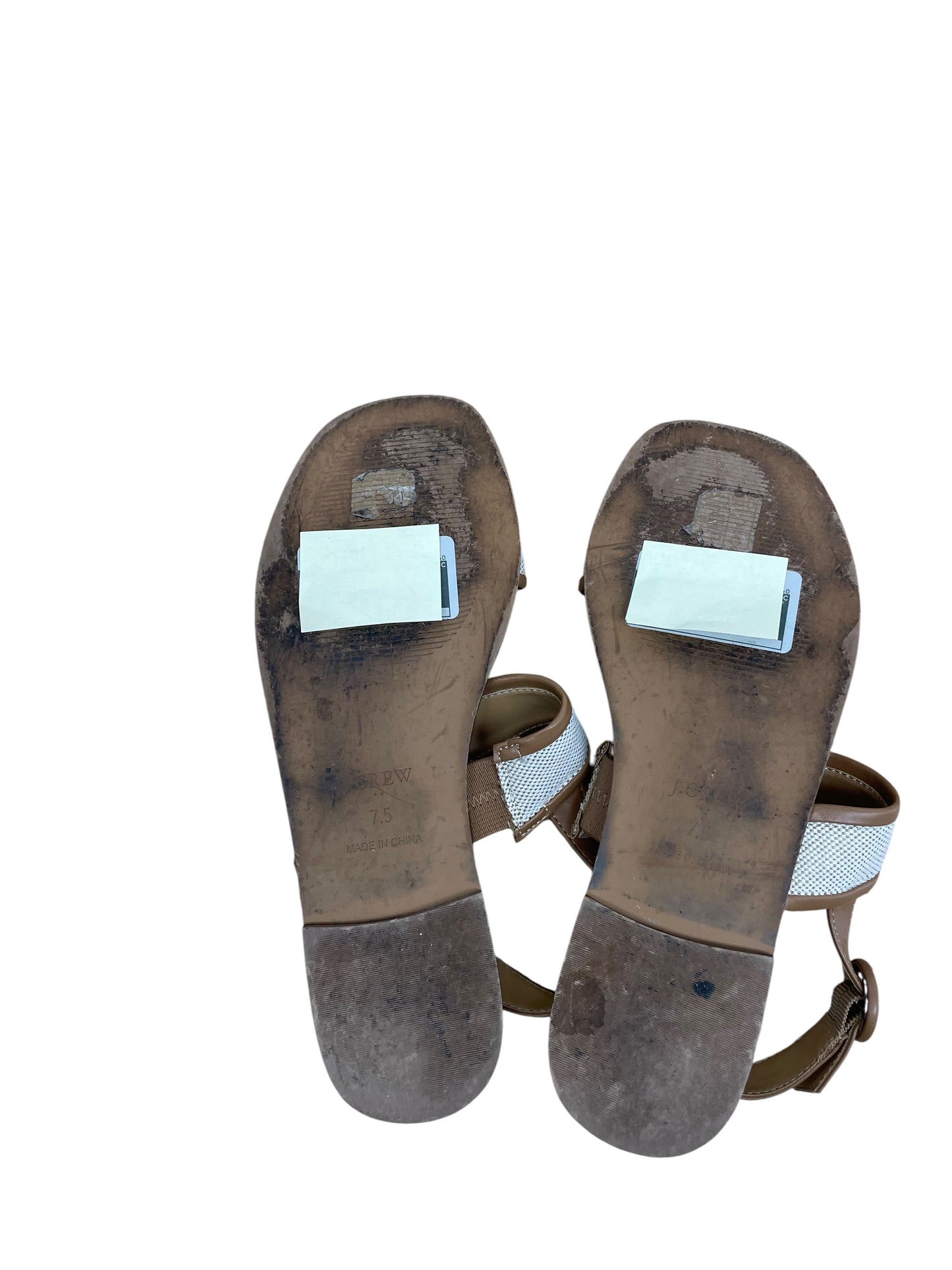 Sandals Flats By J. Crew In Tan & White, Size:7.5