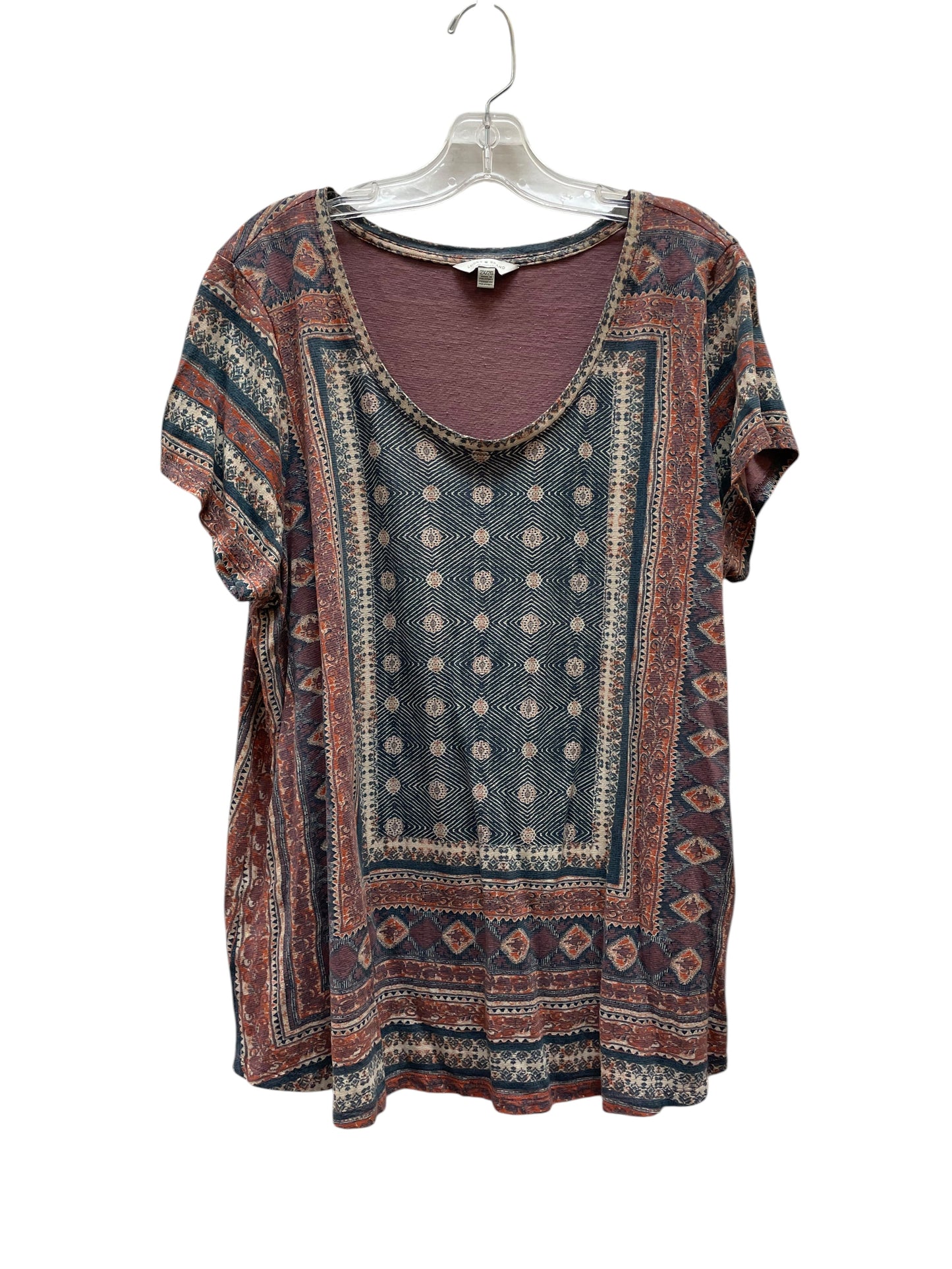 Top Ss By Lucky Brand In Blue & Orange, Size:2X
