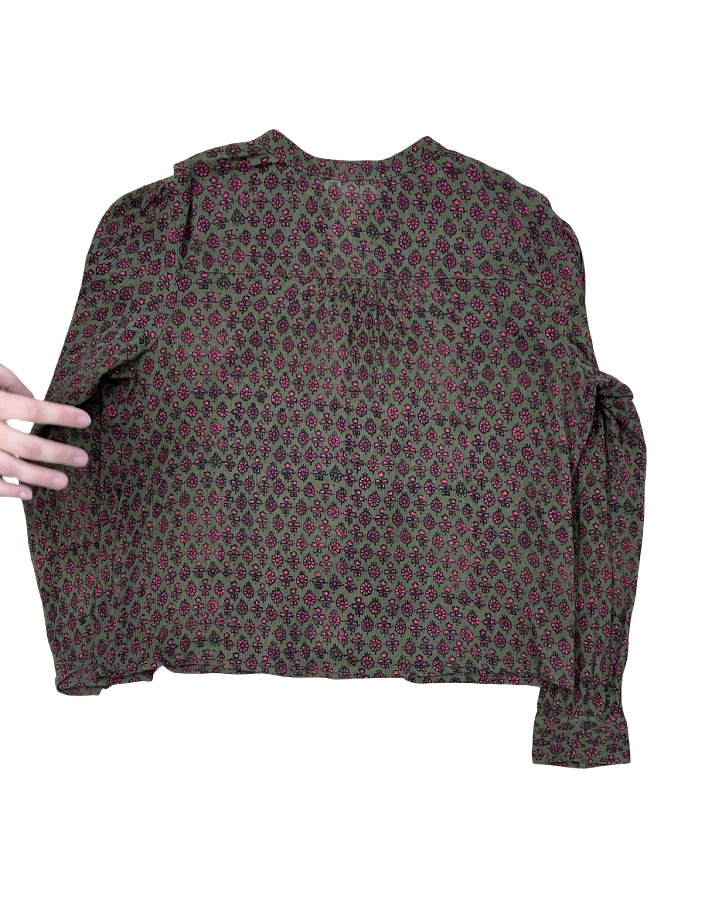 Blouse Ls By Carve Designs In Green & Pink, Size:S