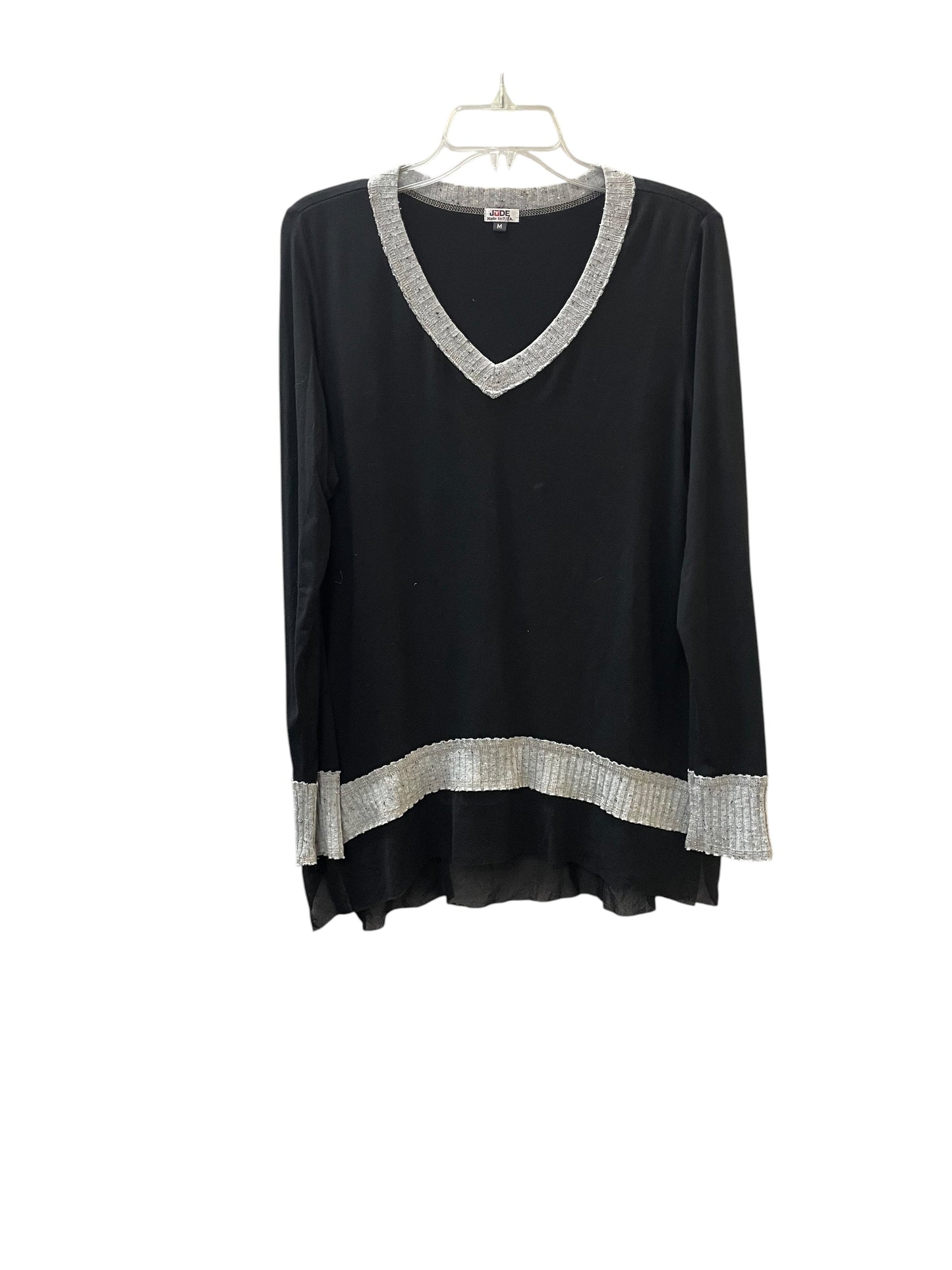 Top Ls By Jude In Black & Grey, Size:M