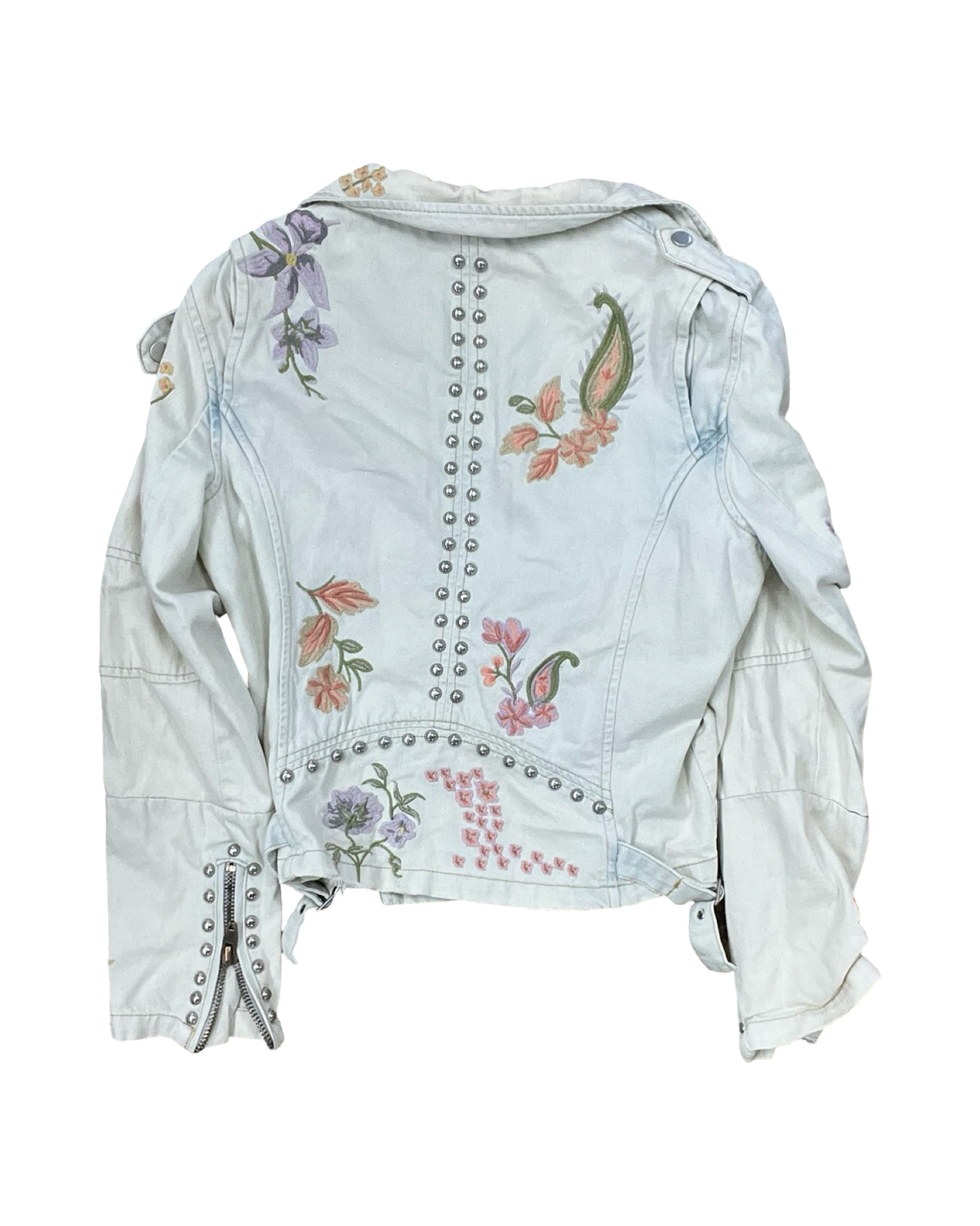Jacket Denim By Clothes Mentor In Cream Denim, Size:L