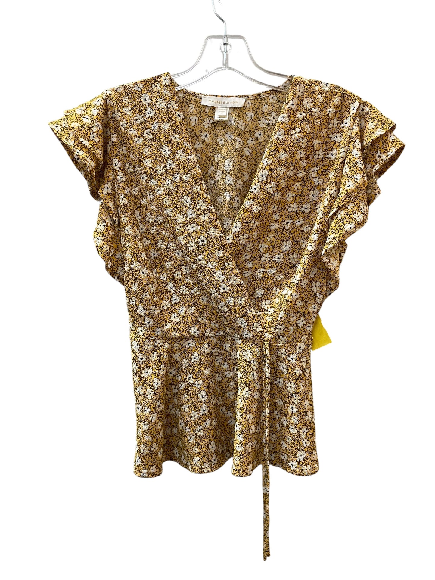 Top Ss By Monteau In White & Yellow, Size:M