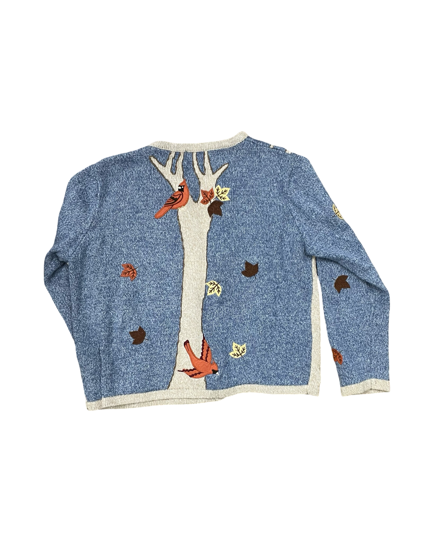 Cardigan By Christopher And Banks In Blue & Cream, Size:L