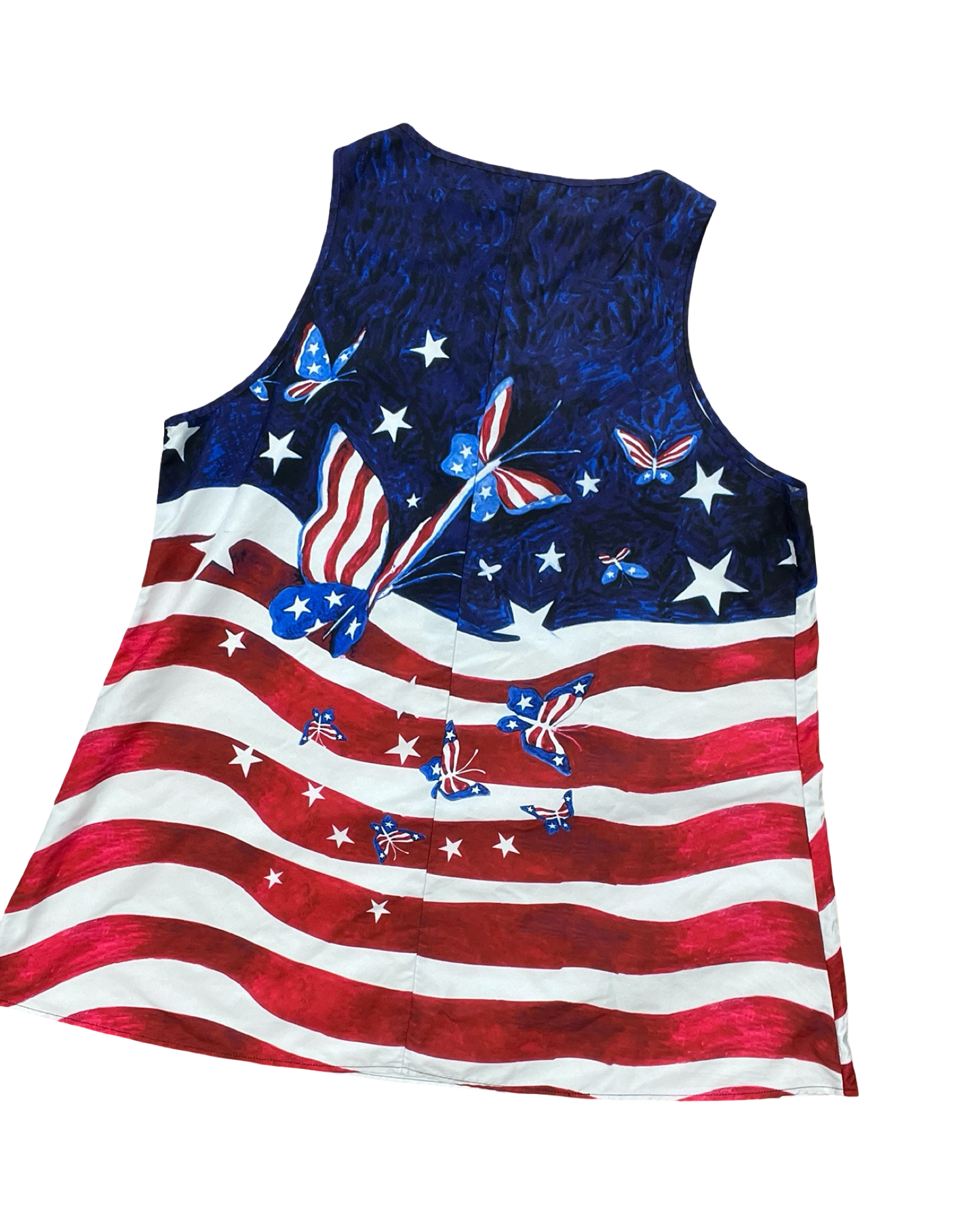 Top Sleeveless By Clothes Mentor In Blue Red & White, Size:2X