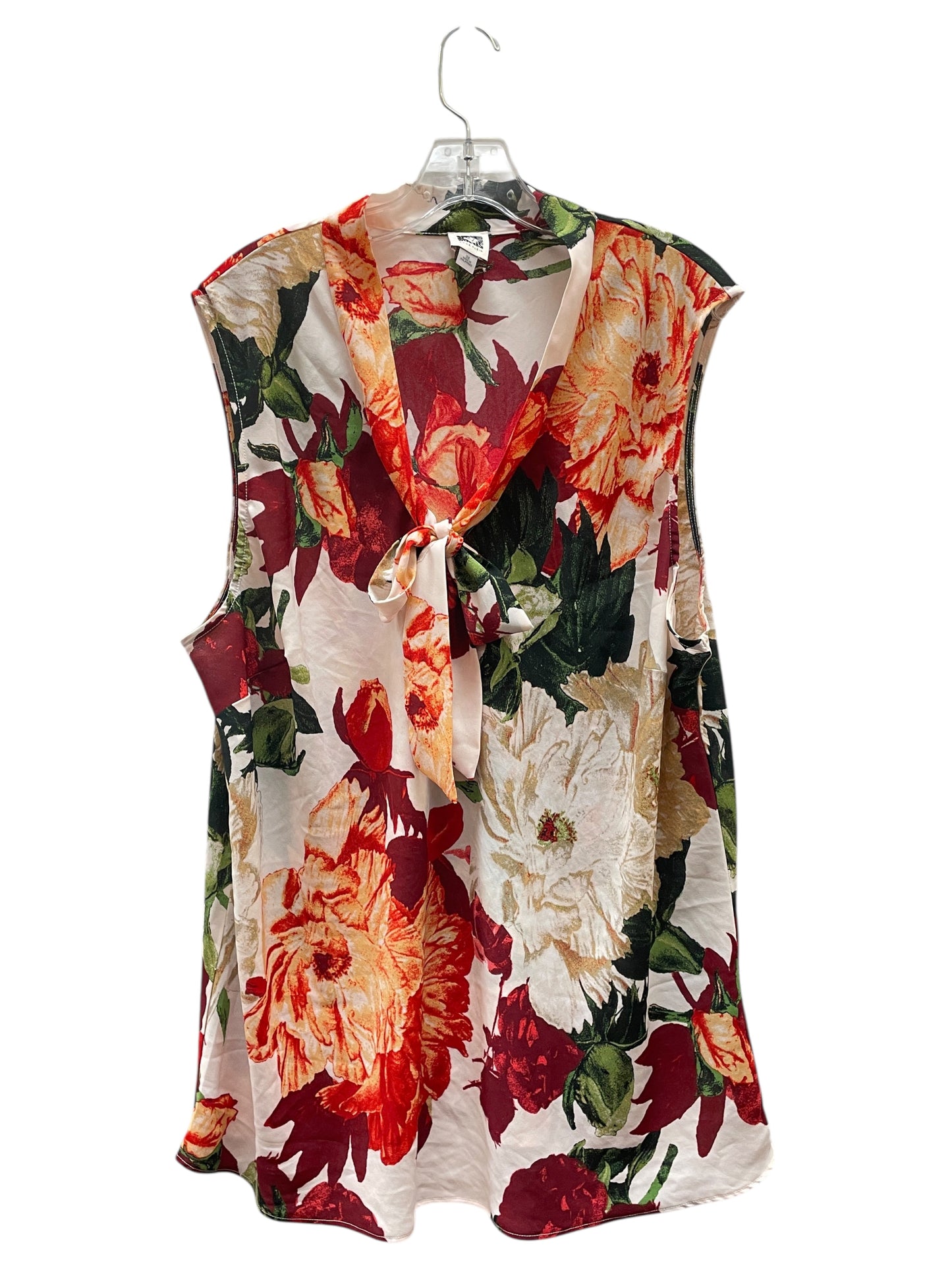 Blouse Sleeveless By Anne Klein In Floral Print, Size:3X