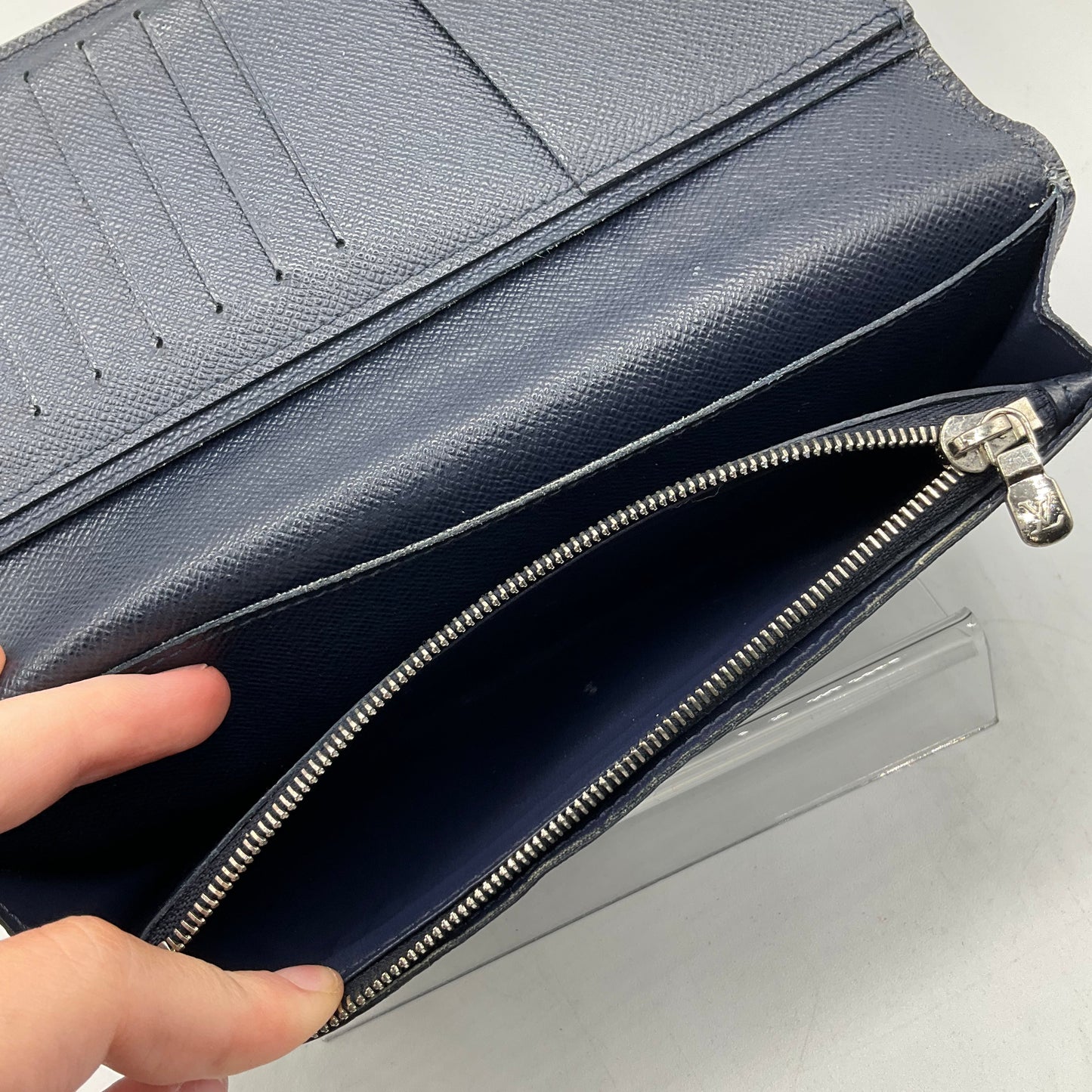 Navy Epi Wallet Luxury Designer By Louis Vuitton, Size: Large