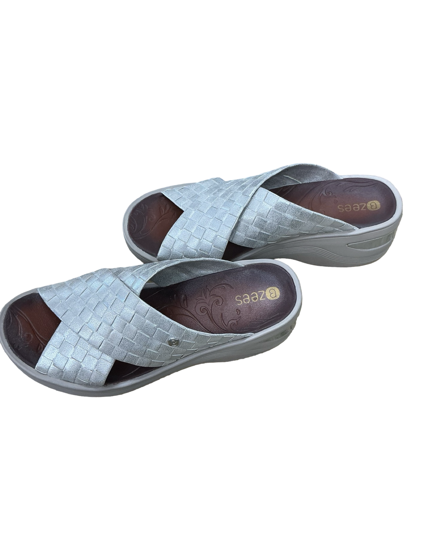 Sandals Flats By Bzees In Grey, Size:7.5