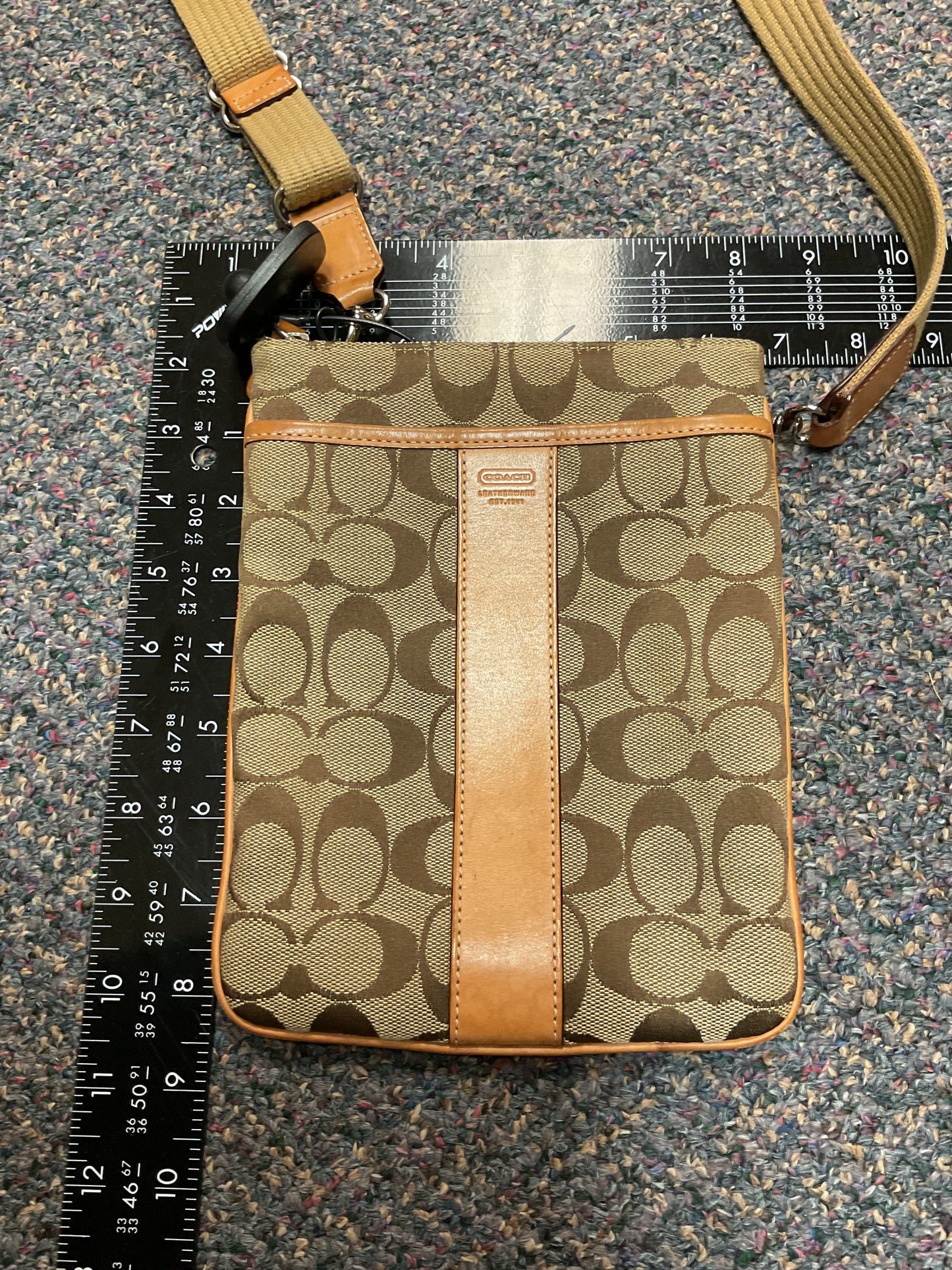 Crossbody Designer By Coach In Tan, Size:Small