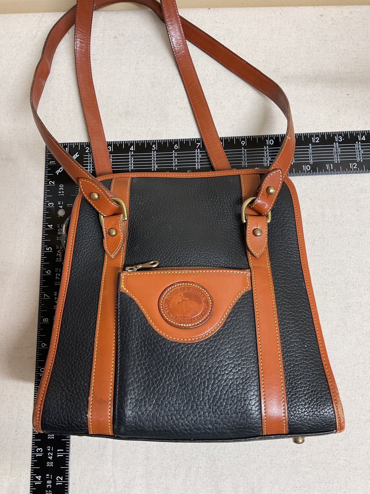 Handbag Designer By Dooney And Bourke In Black & Tan, Size:Small