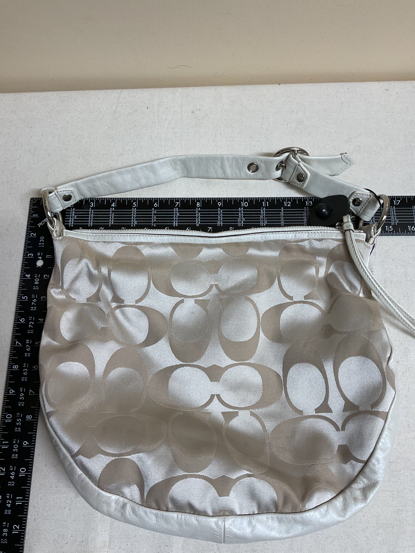 Handbag Designer By Coach In Cream, Size:Large