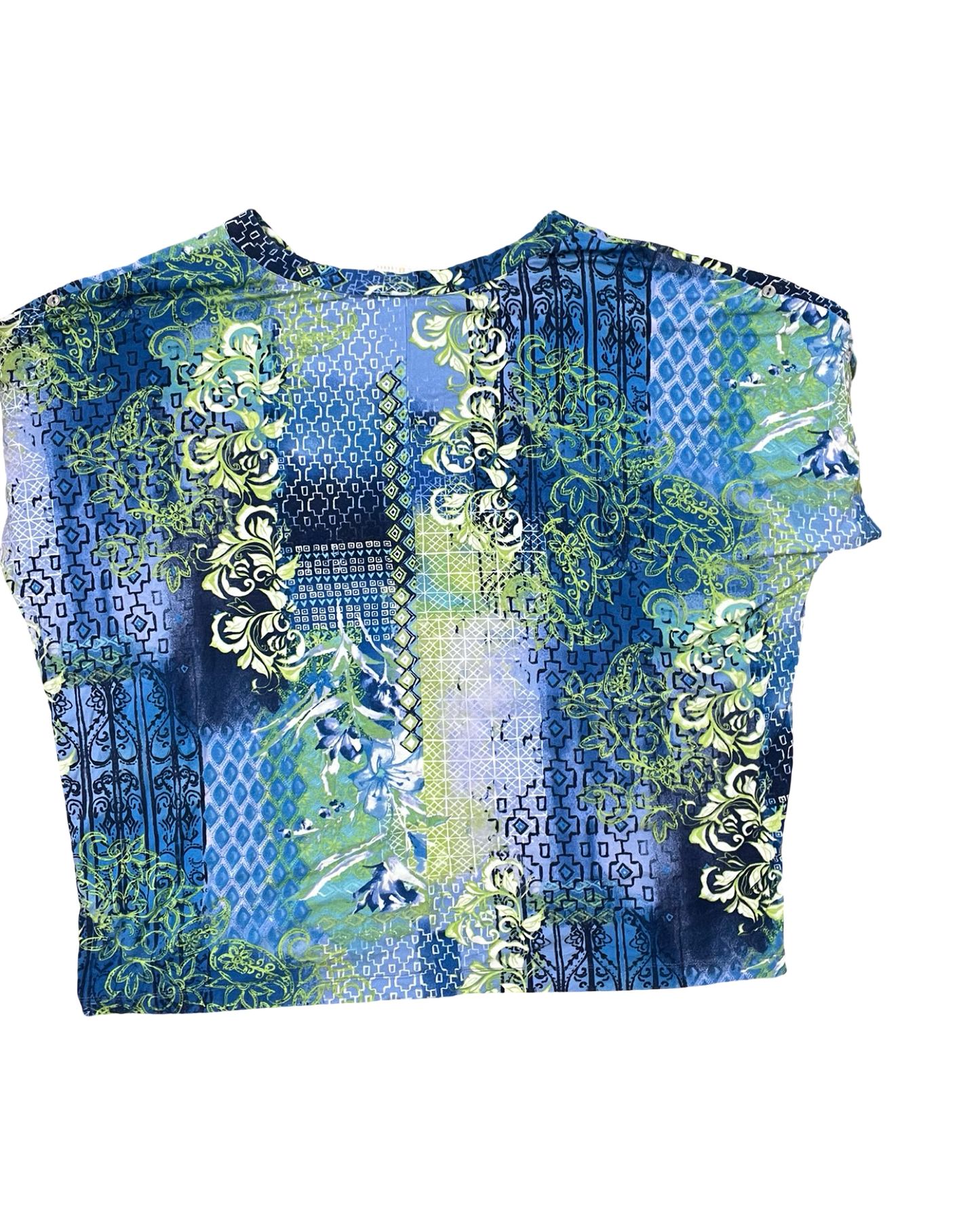 Top Ss By Belle By Kim Gravel In Blue & Green, Size:1X