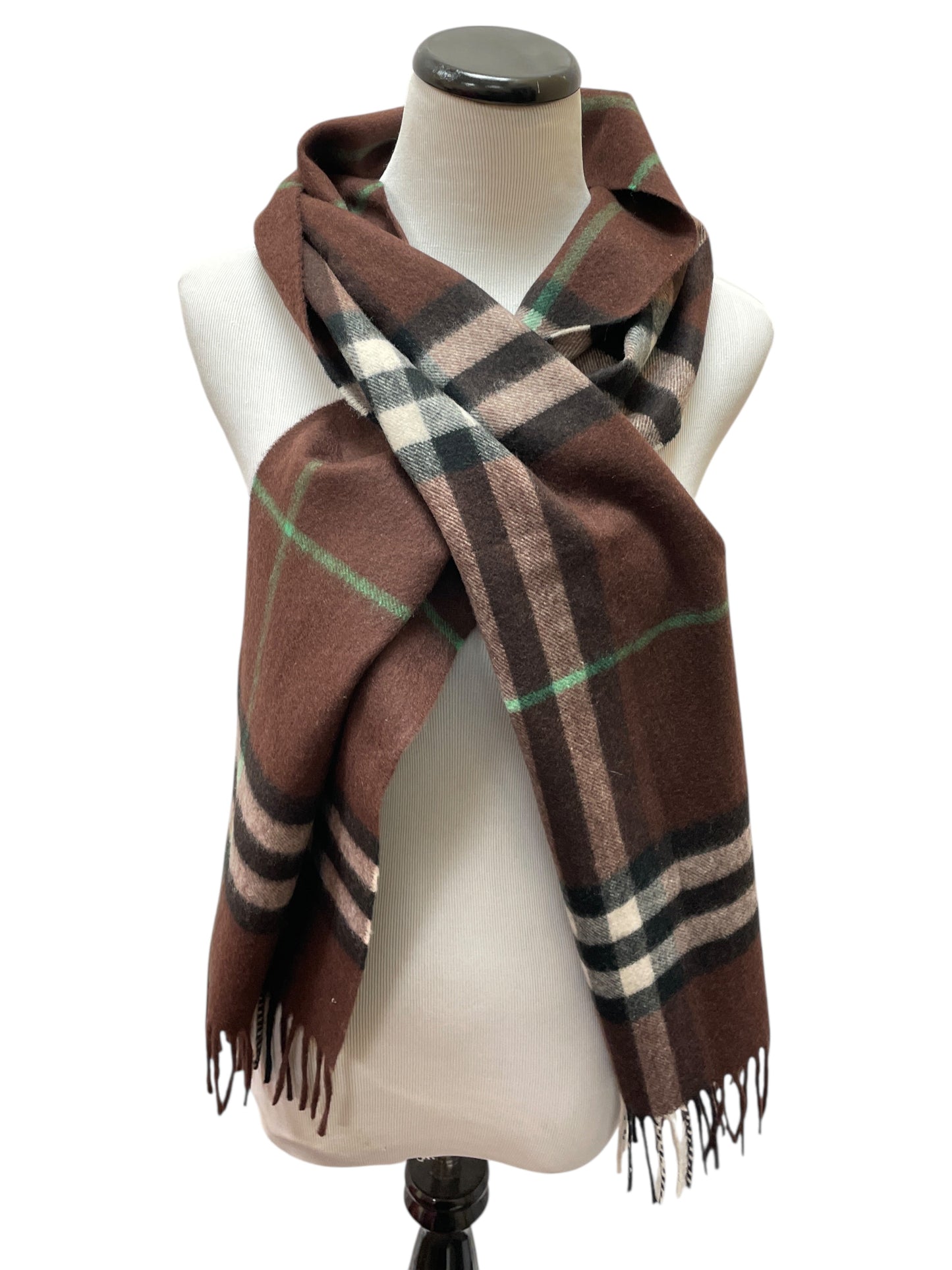 Scarf Luxury Designer By Burberry In Brown & Cream