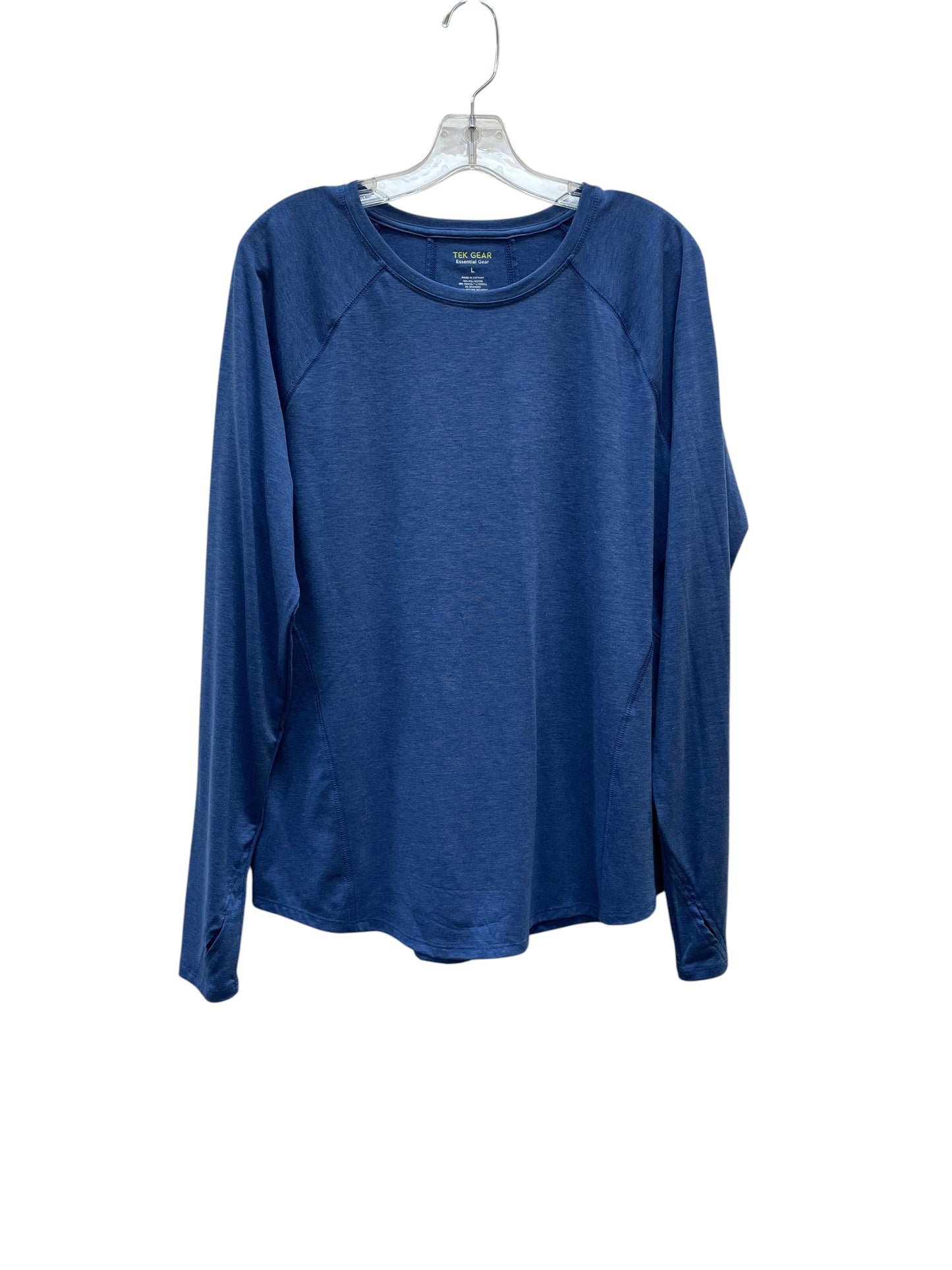 Athletic Top Ls Collar By Tek Gear In Blue, Size:L