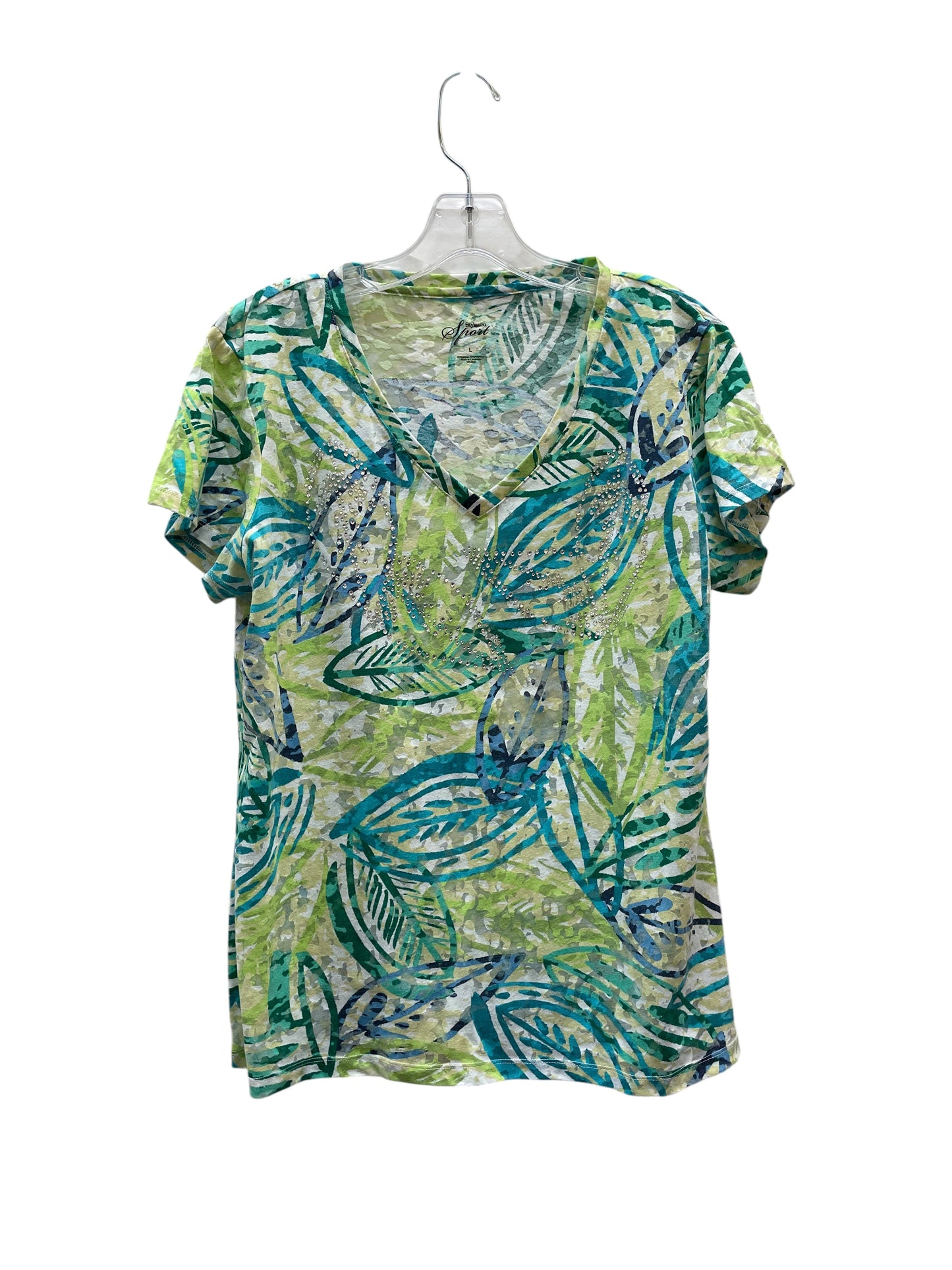 Top Ss Basic By Style And Company Sport In Blue & Green, Size:L