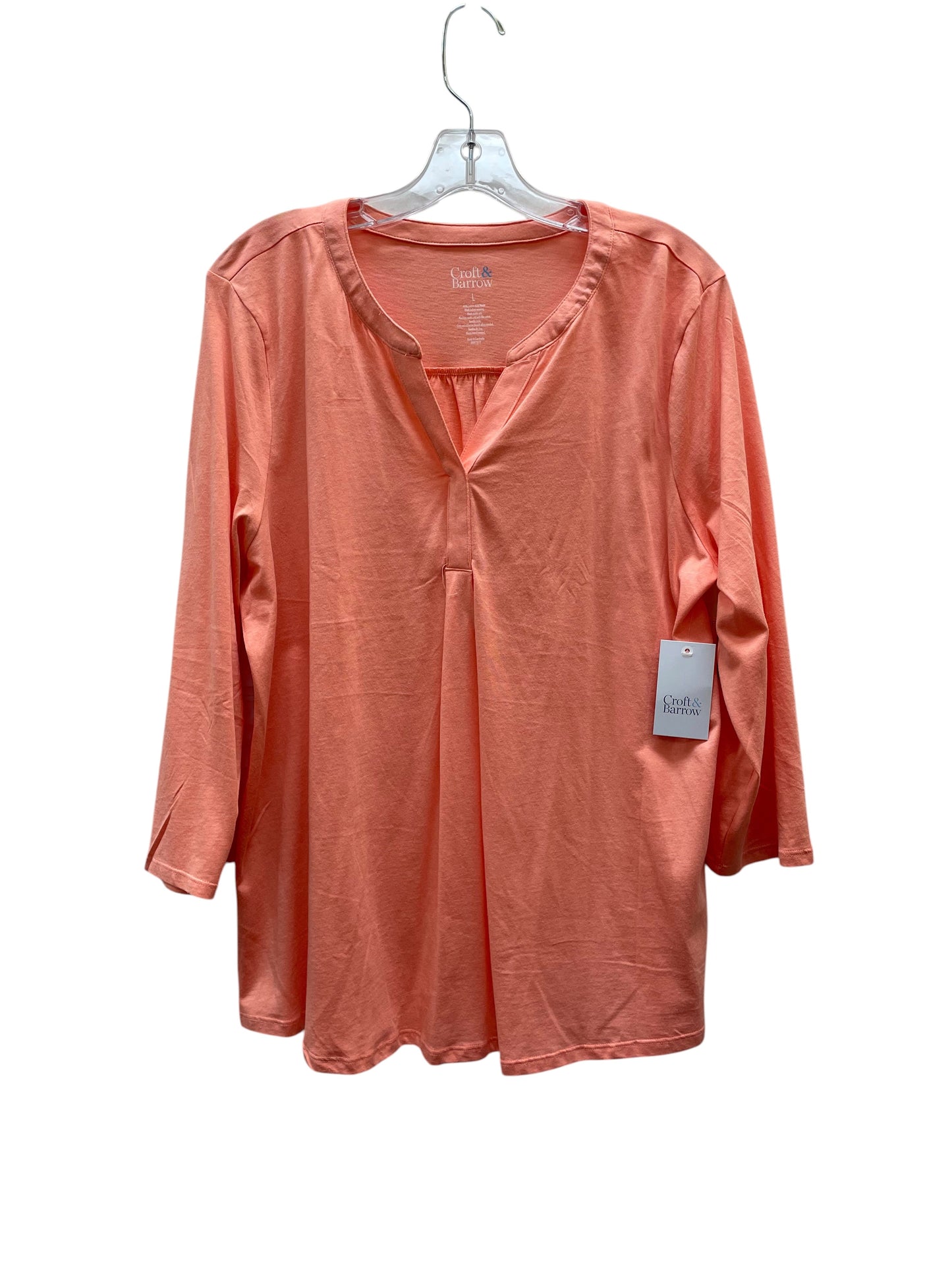 Top Ls Basic By Croft And Barrow In Coral, Size:L