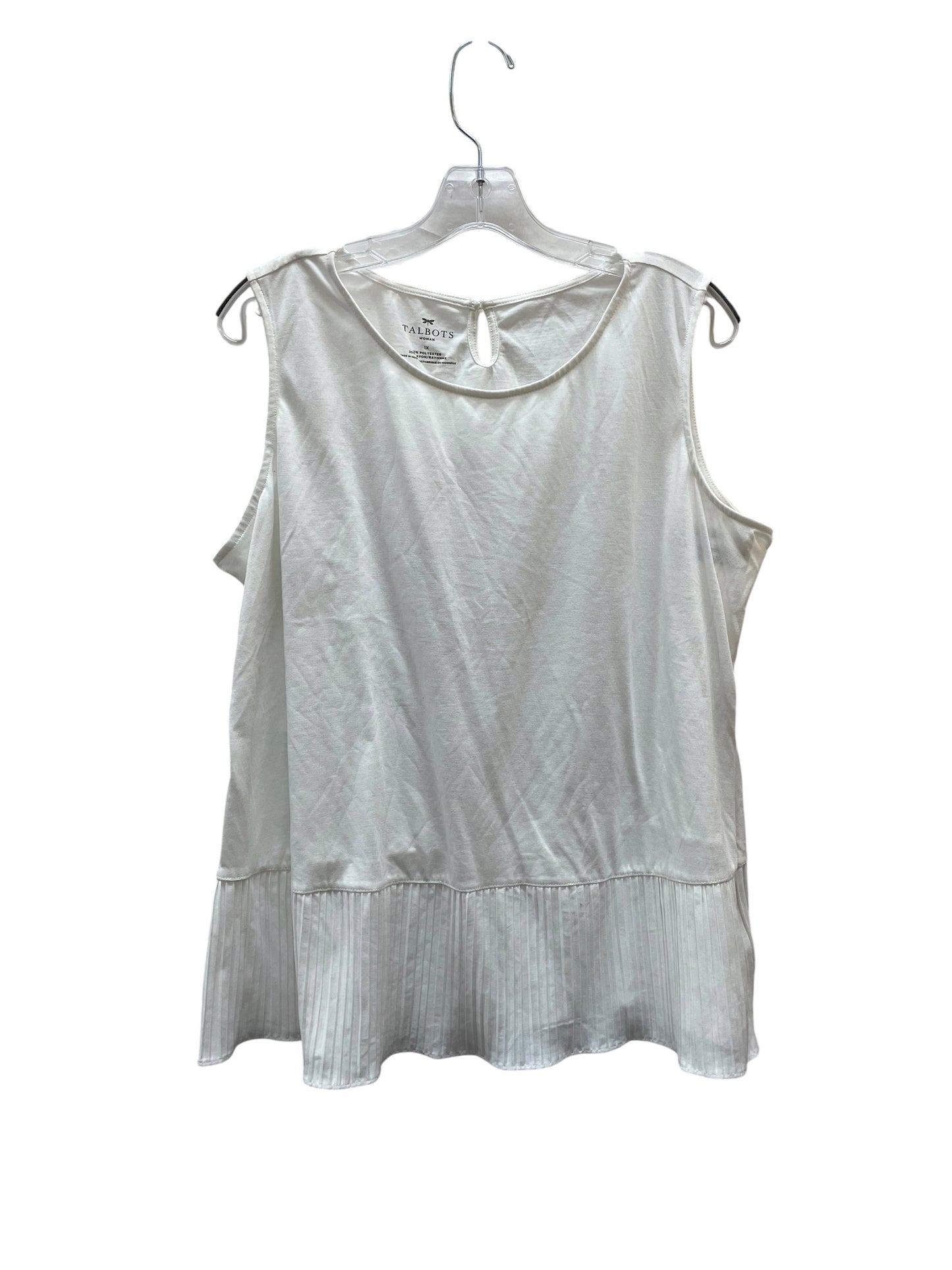 Top Sleeveless Basic By Talbots In White, Size:1X