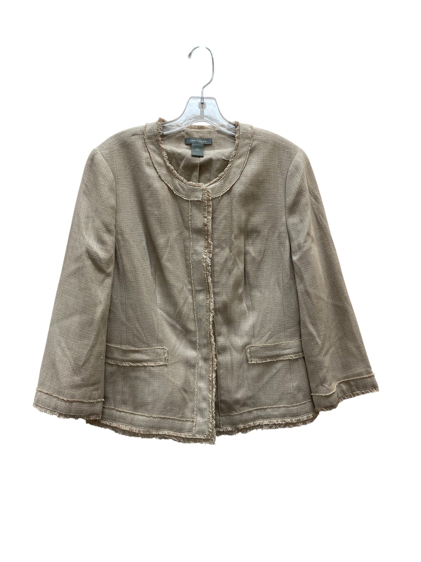 Blazer By Ann Taylor In Tan, Size:Xl