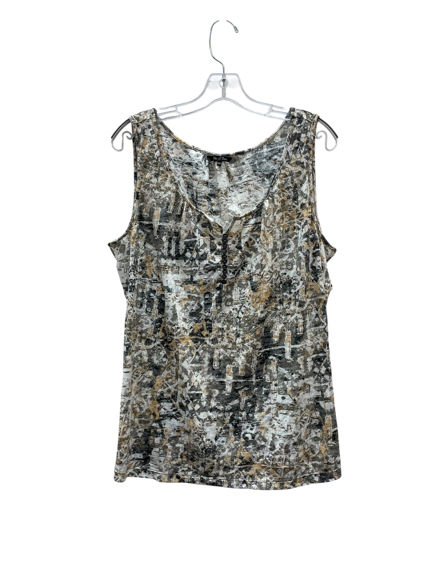 Top Sleeveless Basic By Nic + Zoe In Brown, Size:Xl