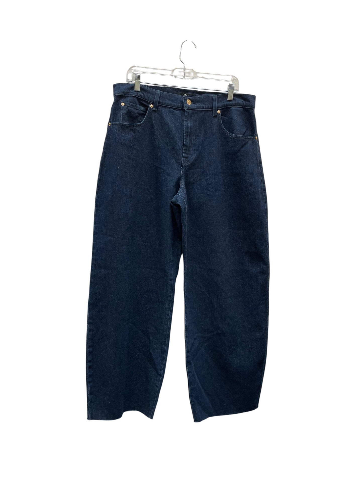 Jeans Wide Leg By 7 For All Mankind In Blue Denim, Size:10