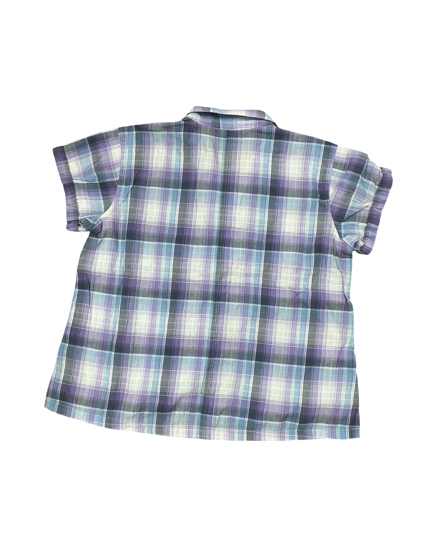 Blouse Ss By Eddie Bauer In Blue & Purple, Size:L
