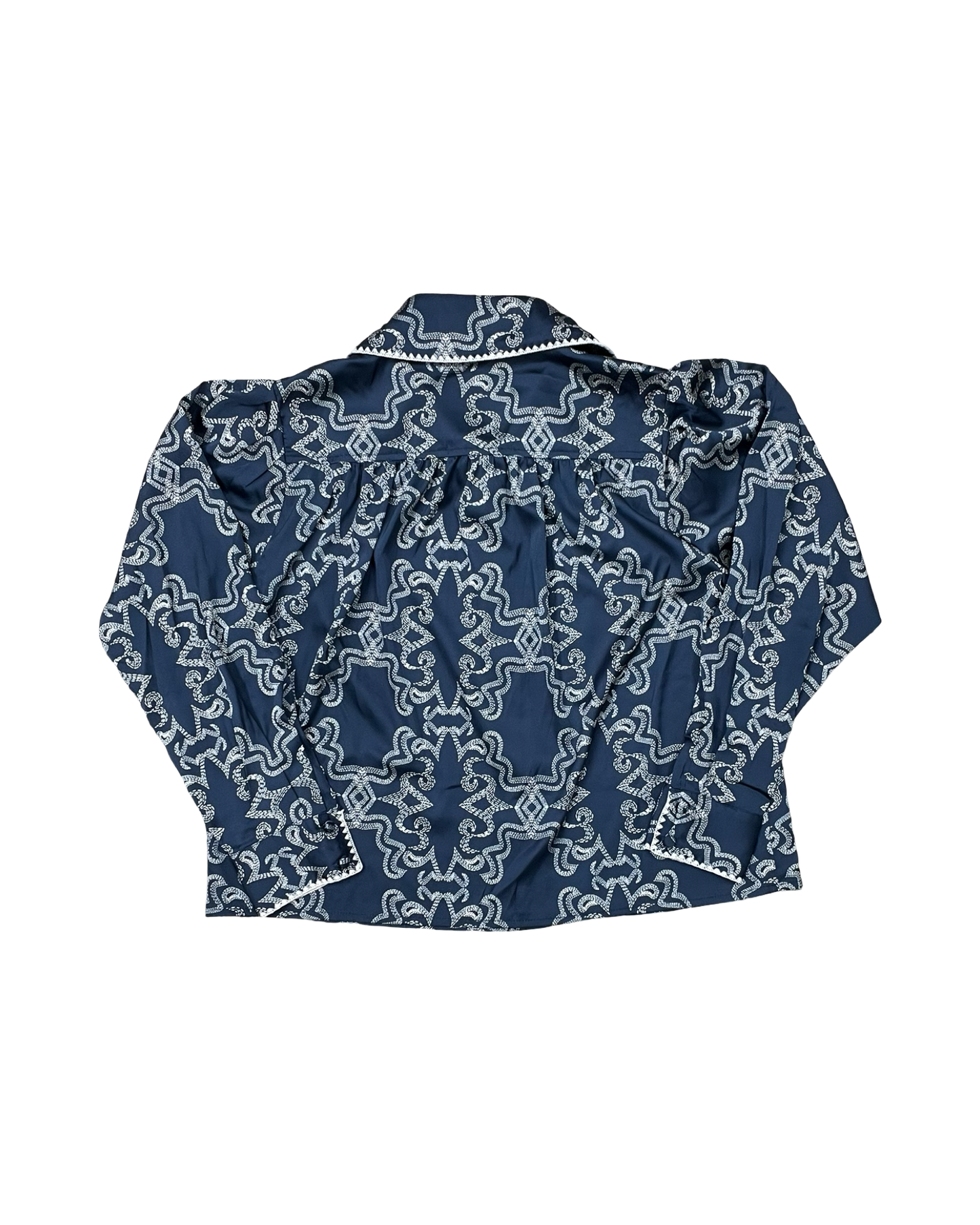 Blouse Ls By Hutch In Blue & Cream, Size:Xs