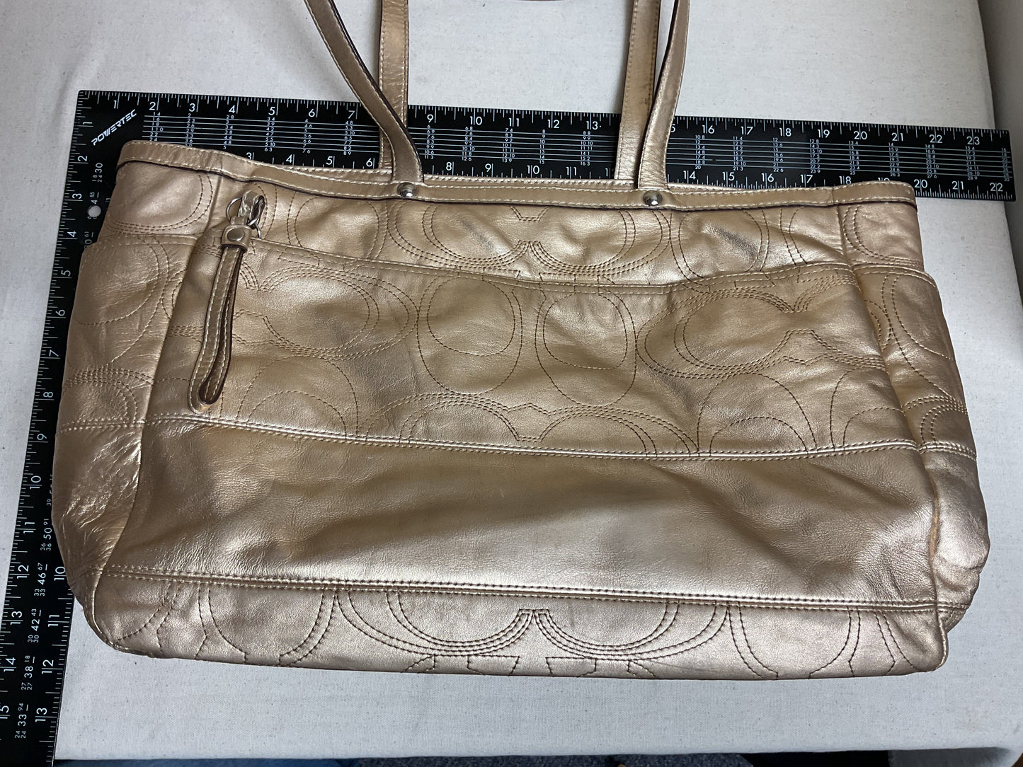 Tote Designer By Coach In Gold, Size:Large